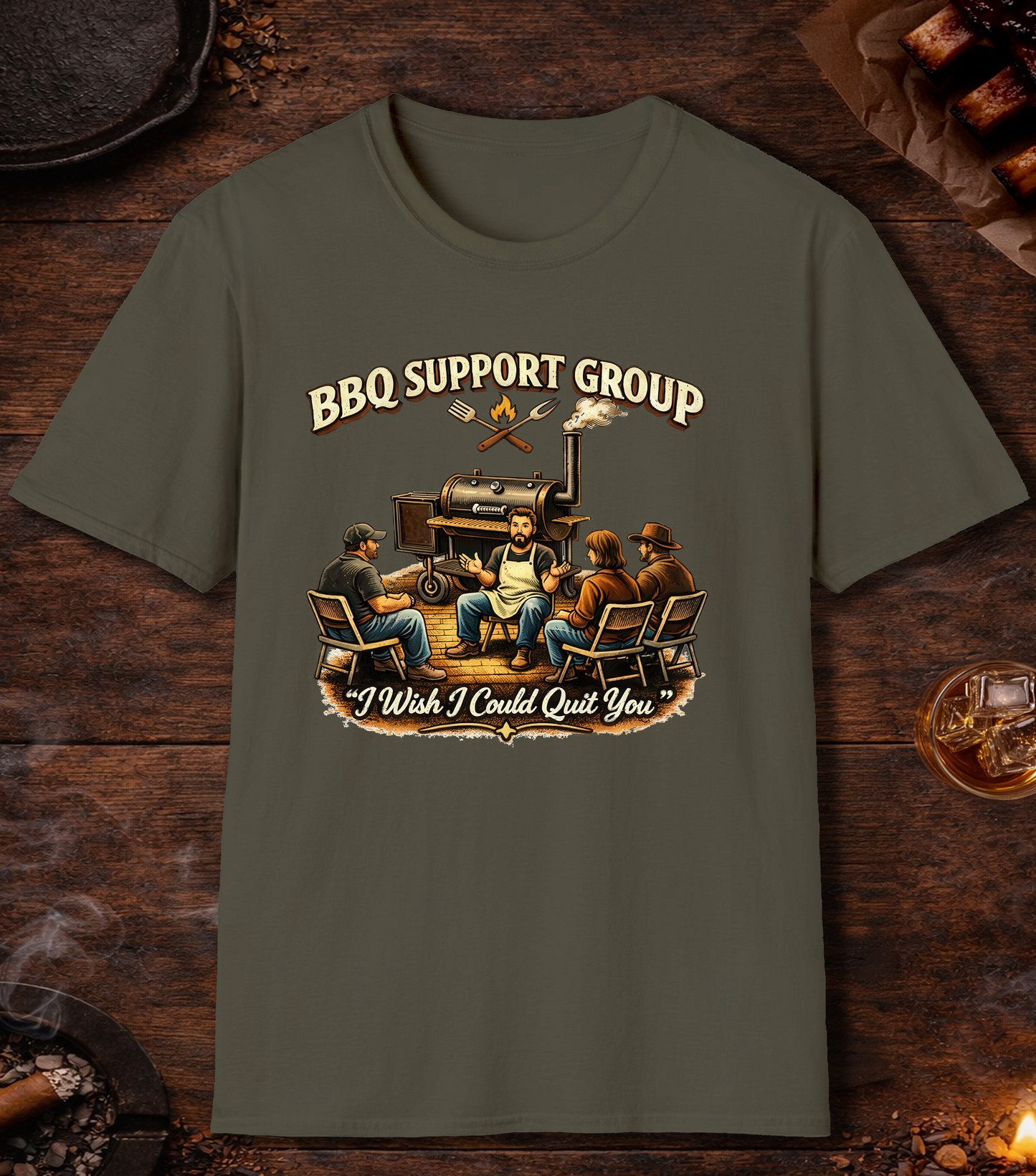 BBQ Support Group T-Shirt - Military Green