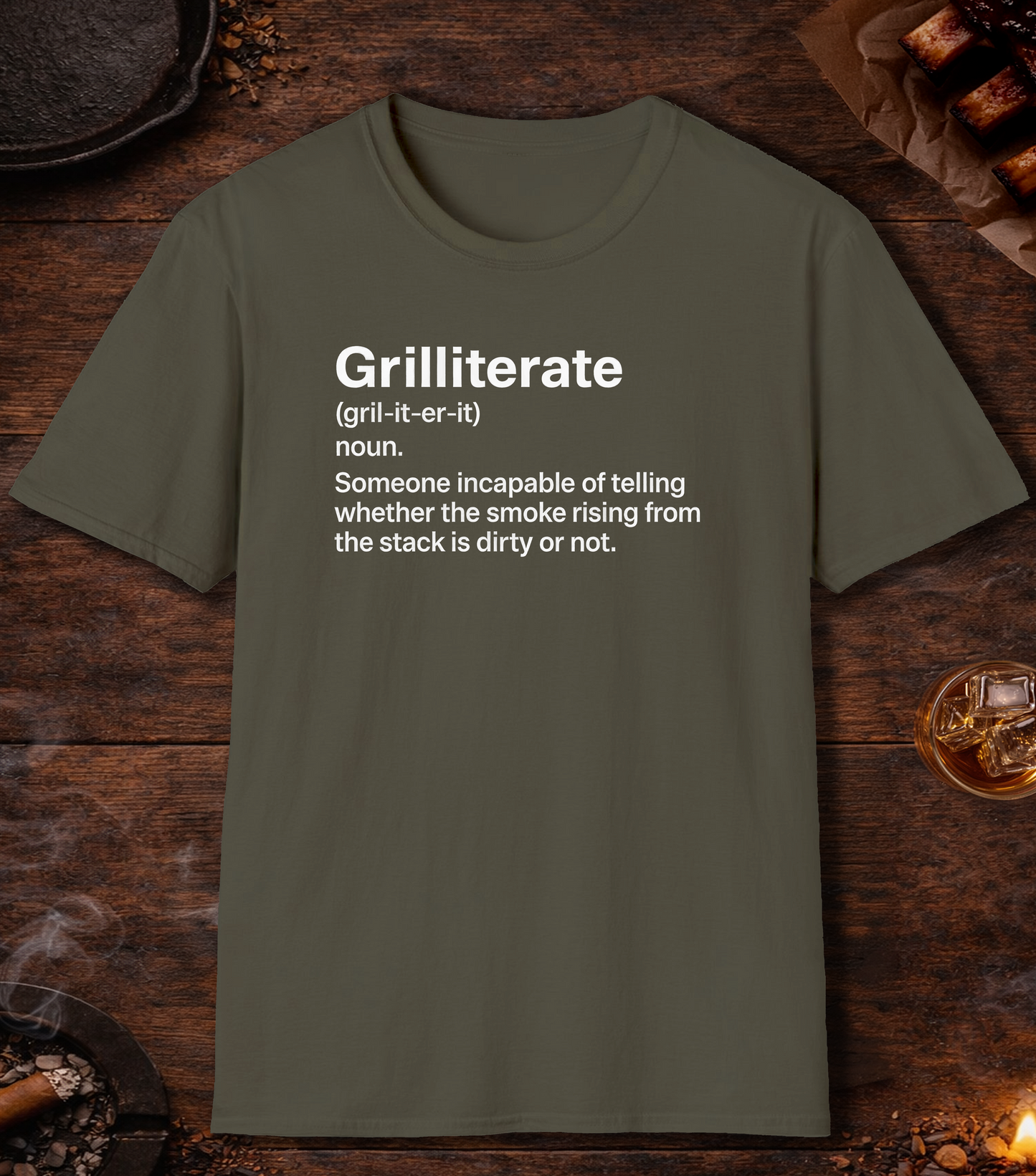 Grilliterate Definition T-Shirt - Military Green