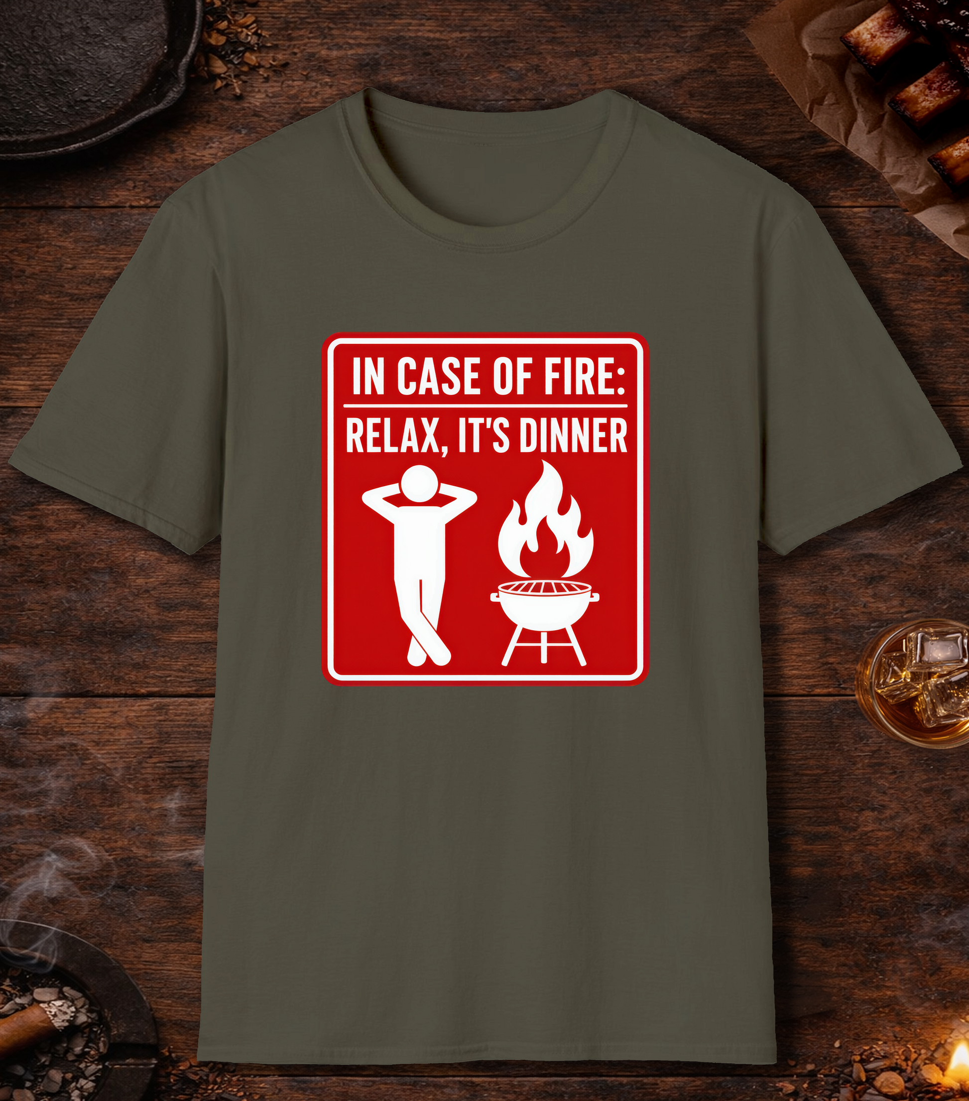 In Case of Fire T-Shirt - Military Green