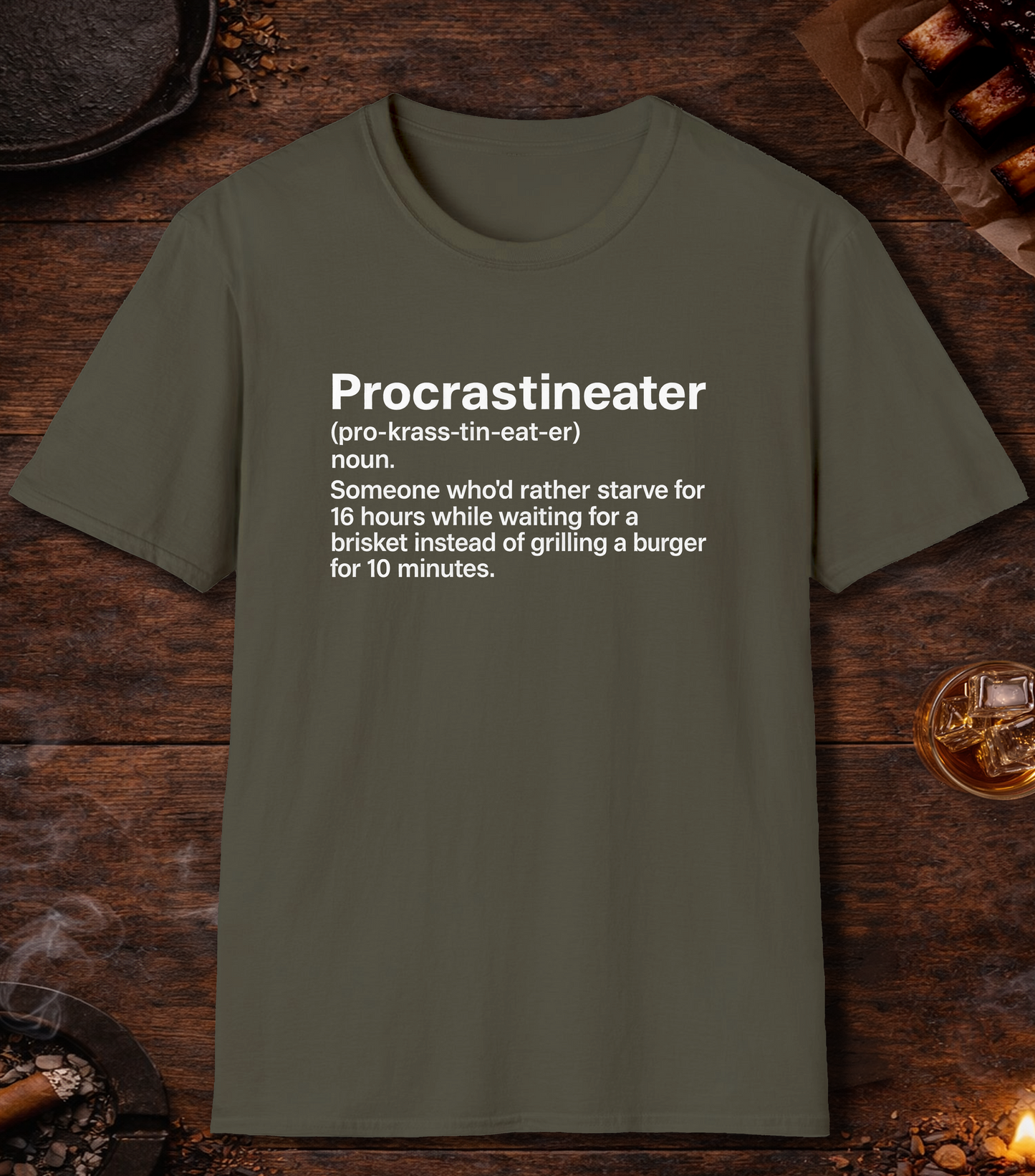 Procrastineater Definition T-Shirt - Military Green