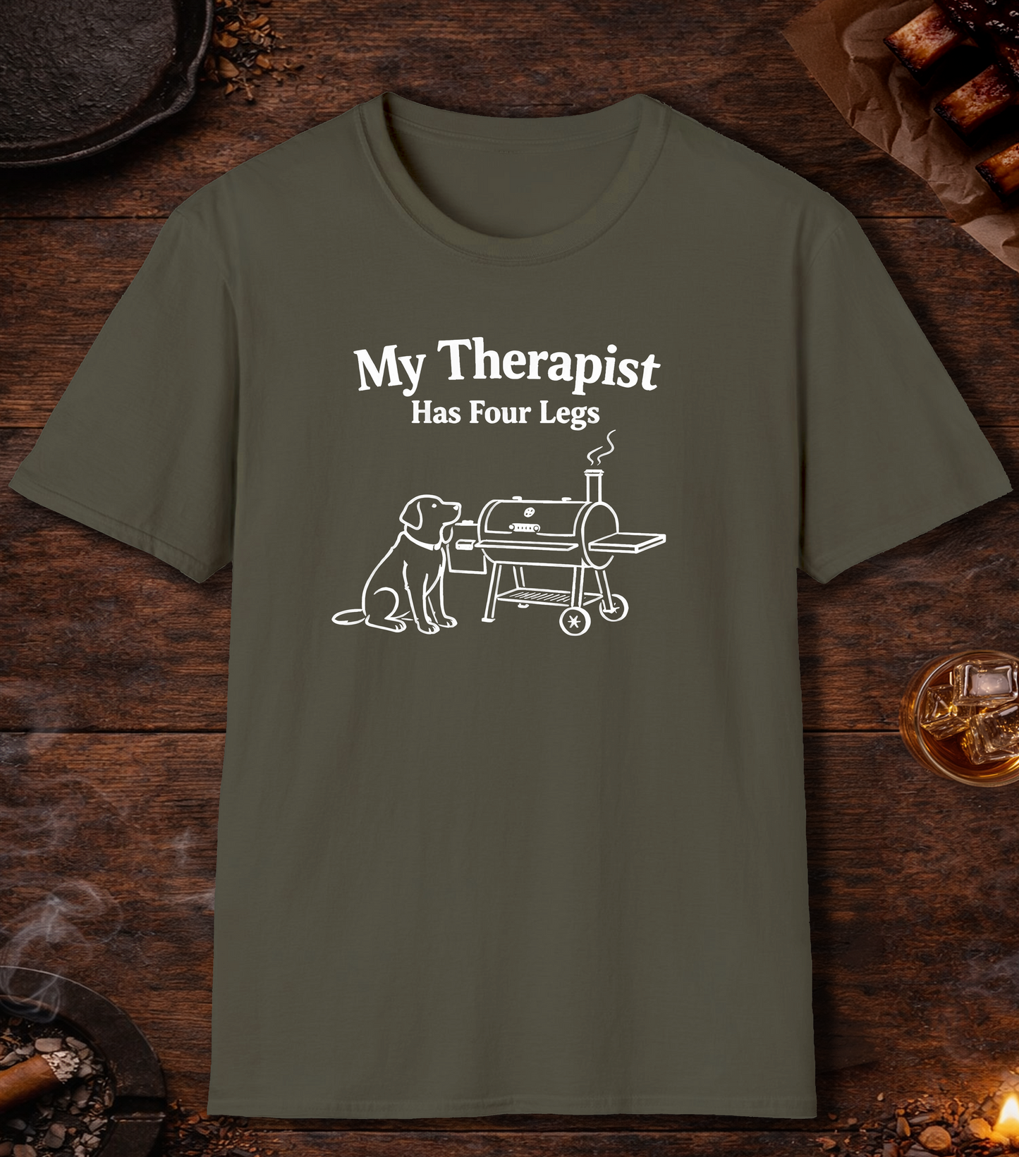 Four Legged Therapist T-Shirt - Military Green