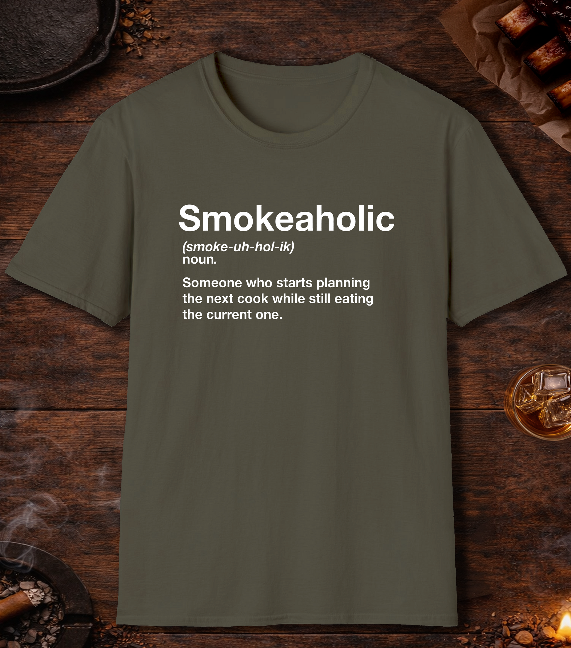 Smokeaholic Transparent T-Shirt - Military Green