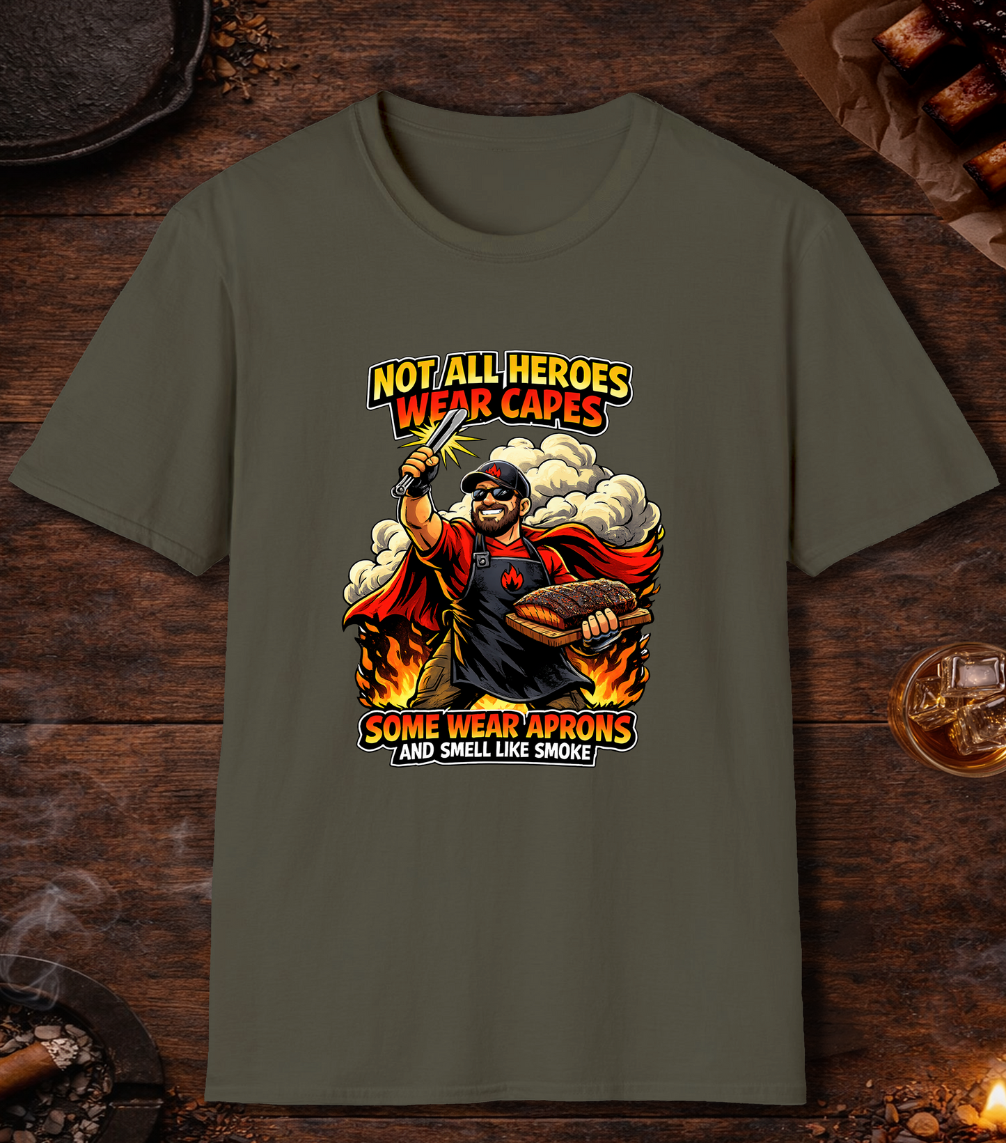 Not All Heroes Wear Capes T-Shirt - Military Green