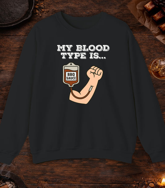My Blood Type Is BBQ Sauce Crewneck - Black