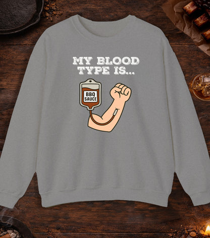 My Blood Type Is BBQ Sauce Crewneck - Sport Grey