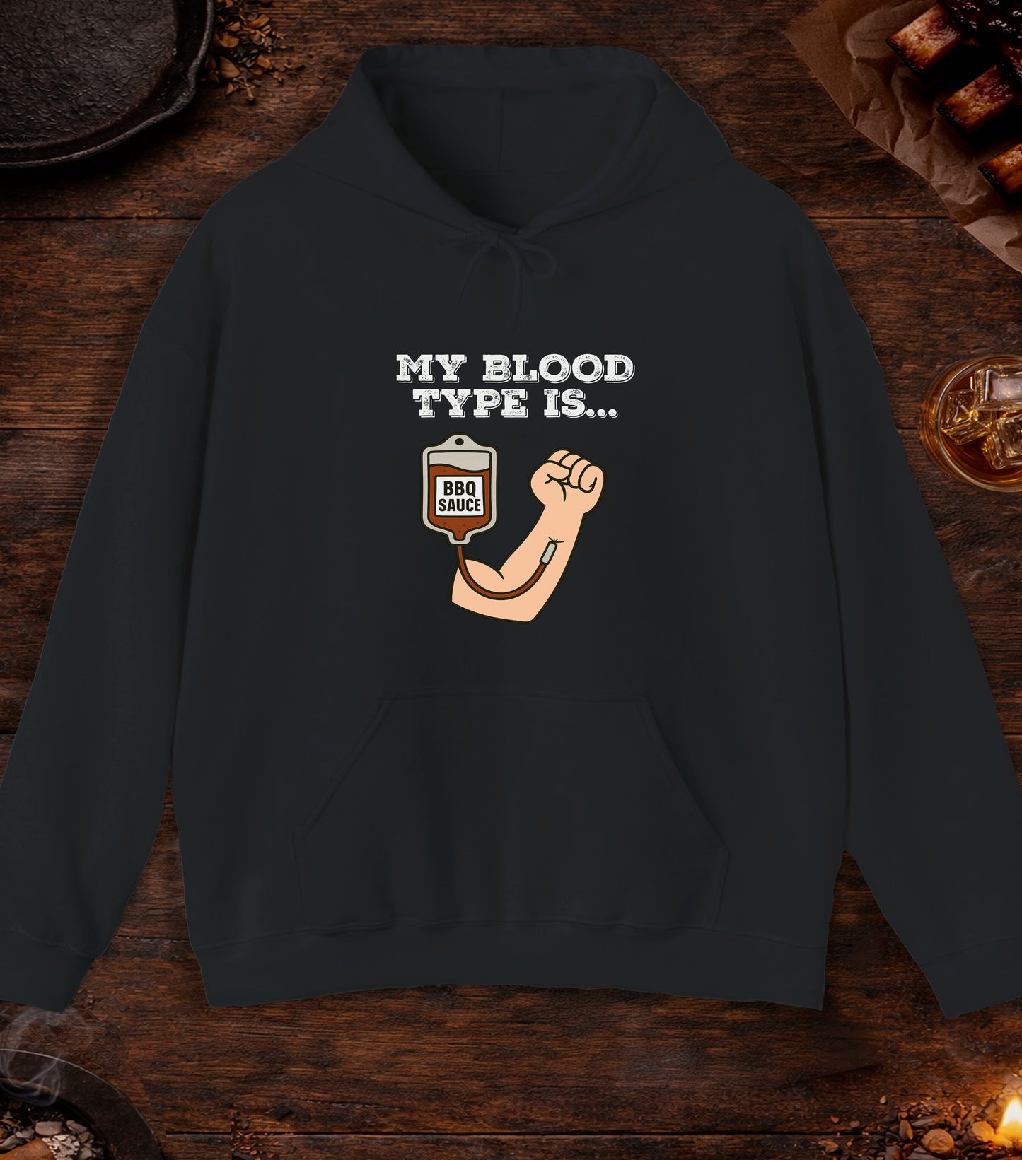 My Blood Type Is BBQ Sauce Hoodie - Black