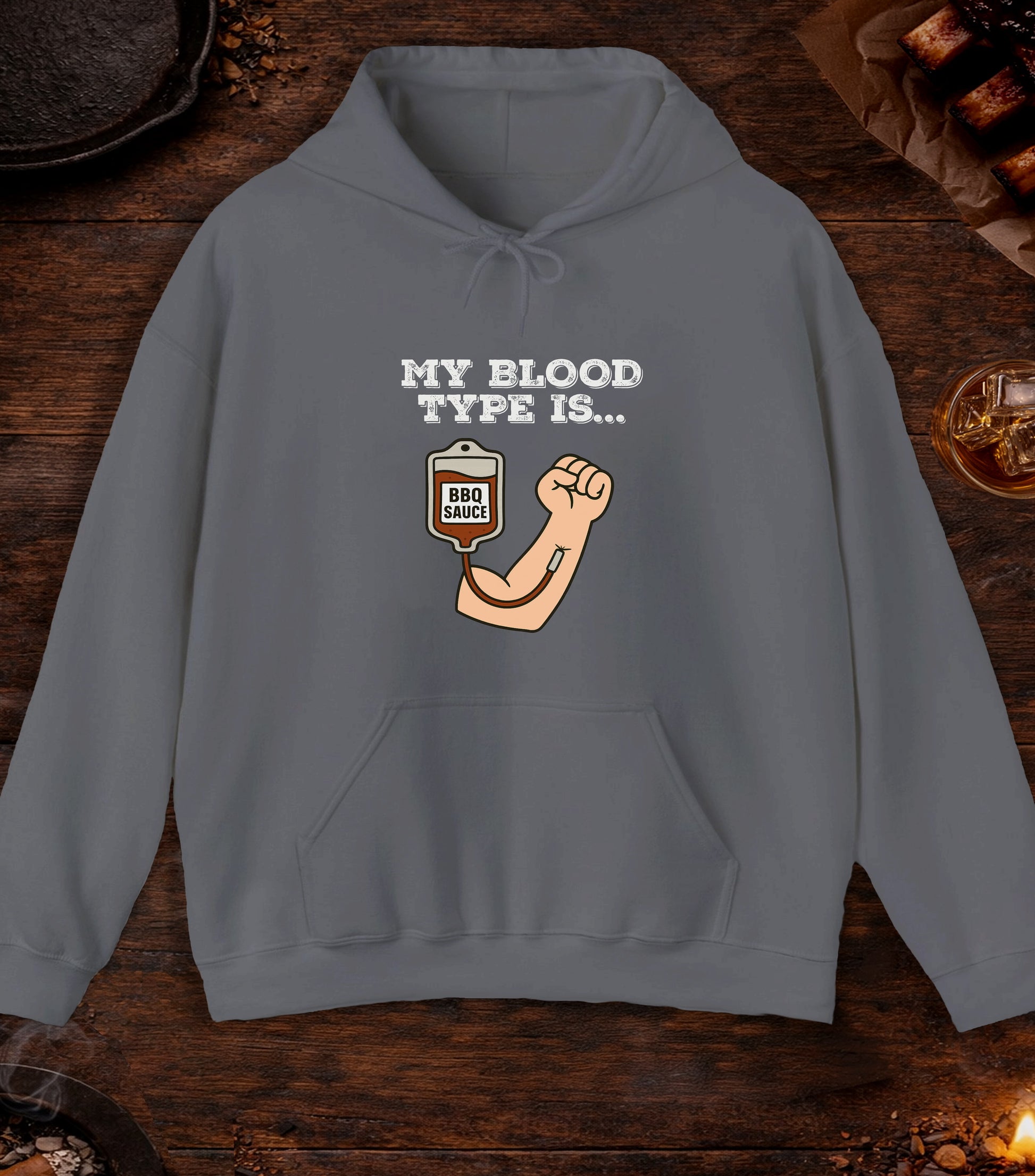 My Blood Type Is BBQ Sauce Hoodie - Charcoal