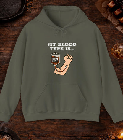 My Blood Type Is BBQ Sauce Hoodie - Military Green