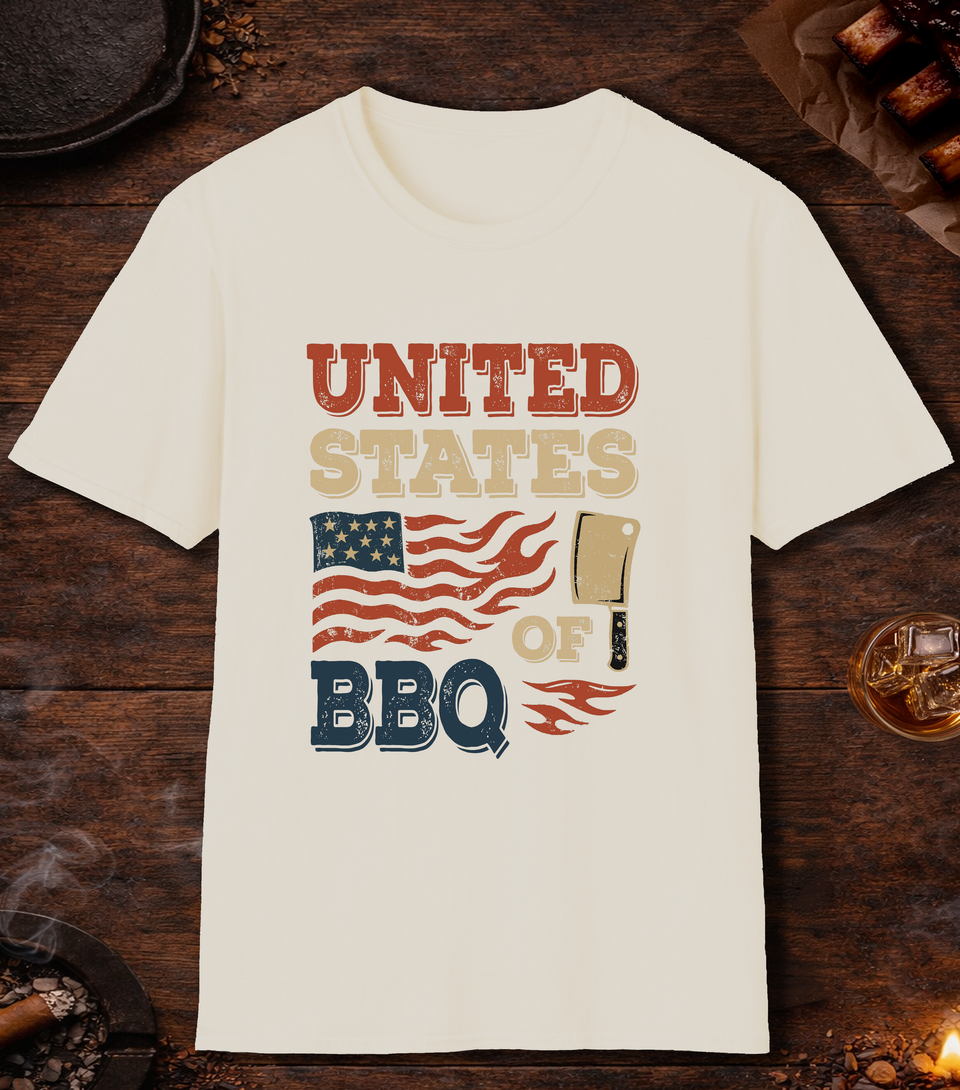 United States Of BBQ T-Shirt - Natural