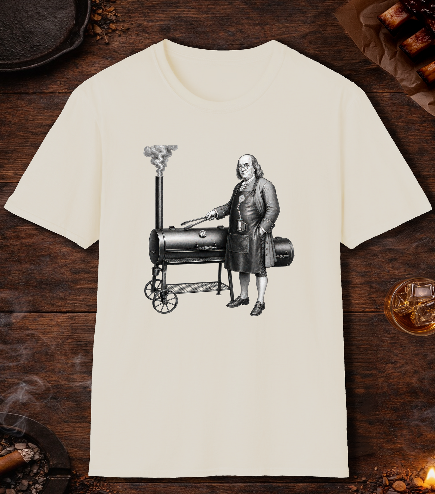 Ben Franklin Charcoal Chimney T-Shirt - Natural