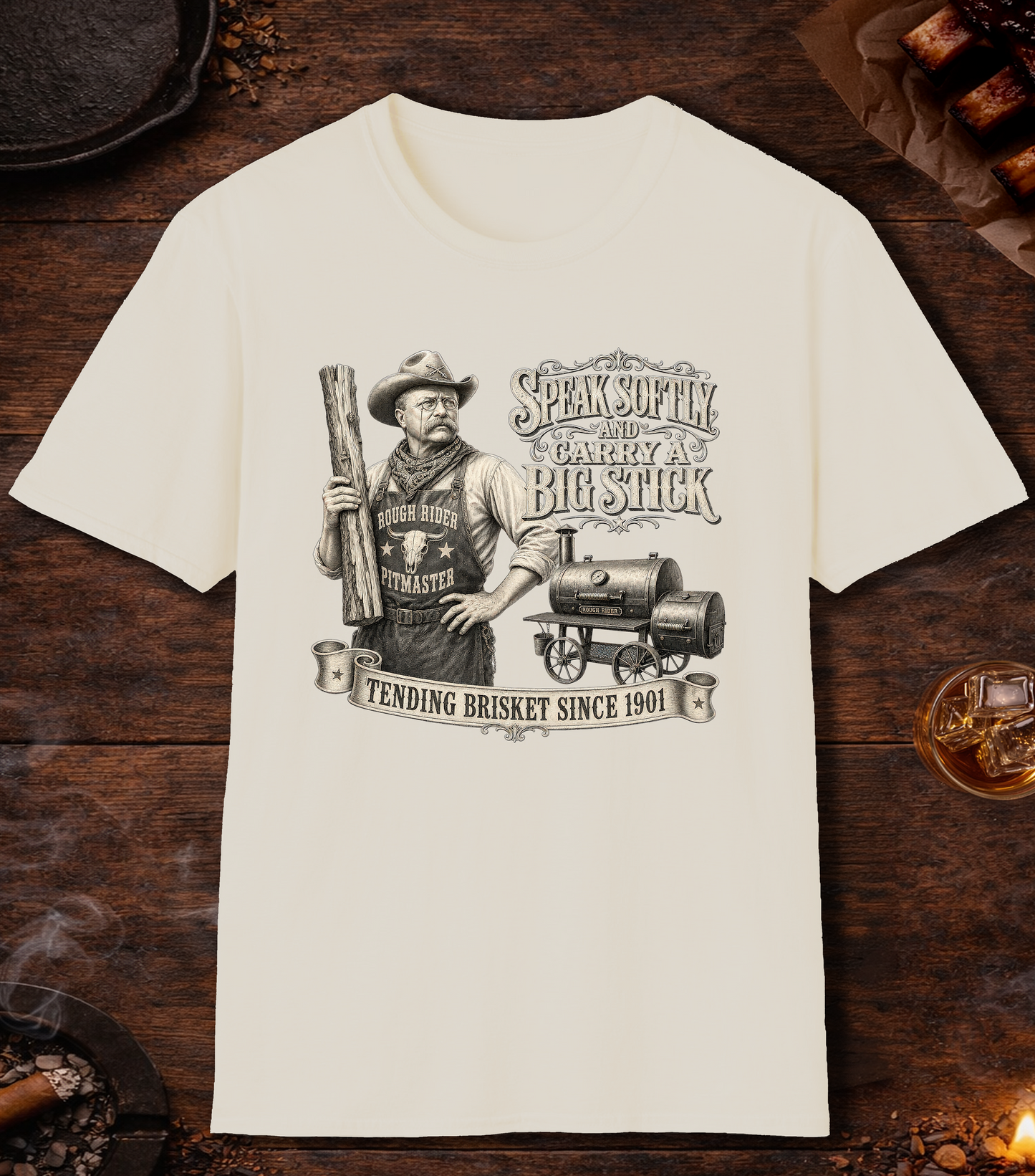 Teddy Roosevelt Pitmaster T-Shirt - Natural