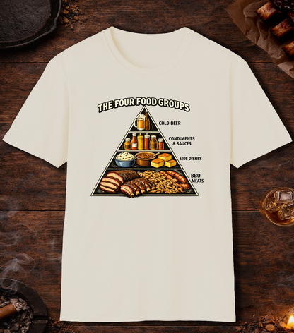 Four BBQ Food Groups T-Shirt - Natural