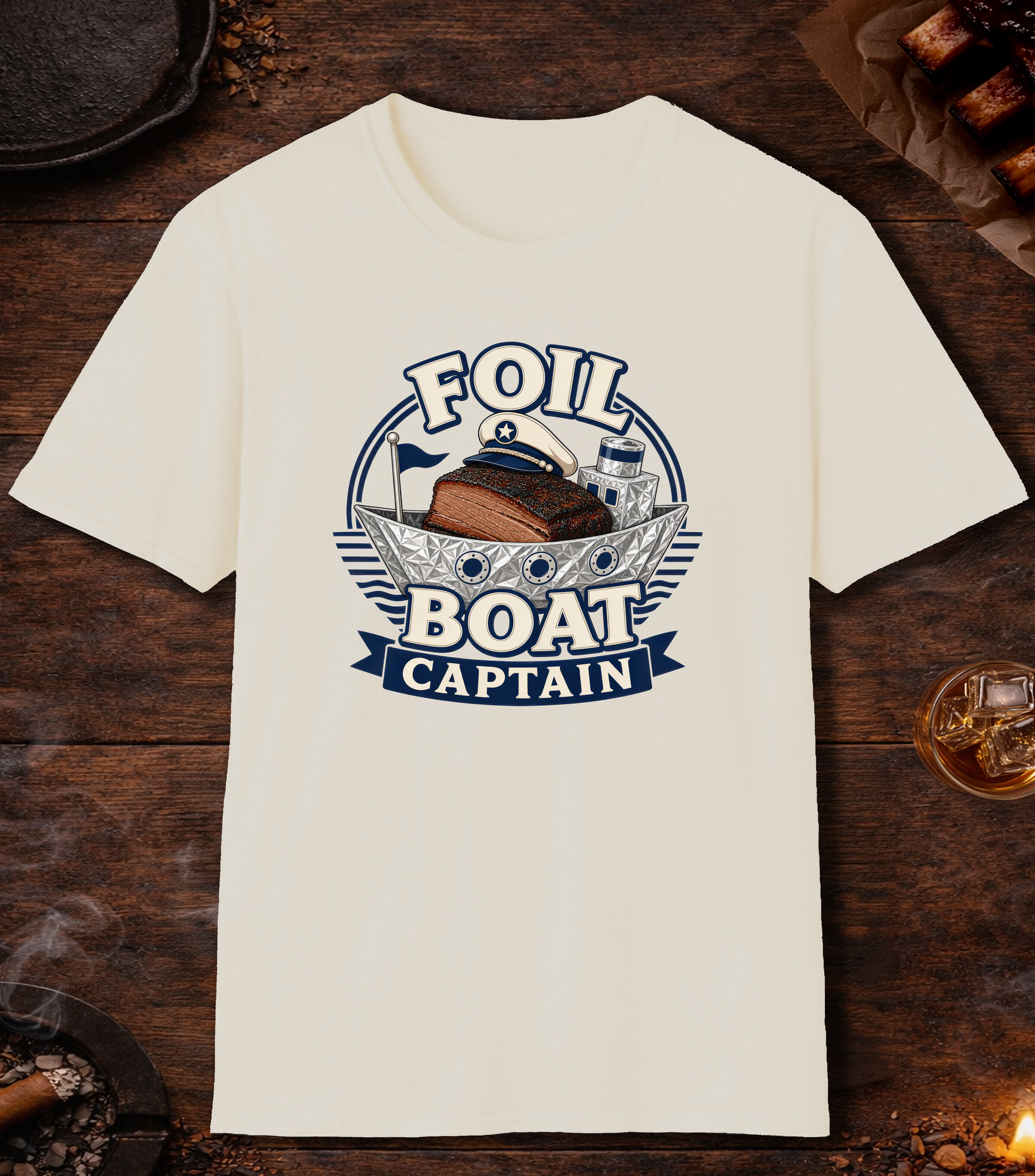 Foil Boat Captain T-Shirt - Natural