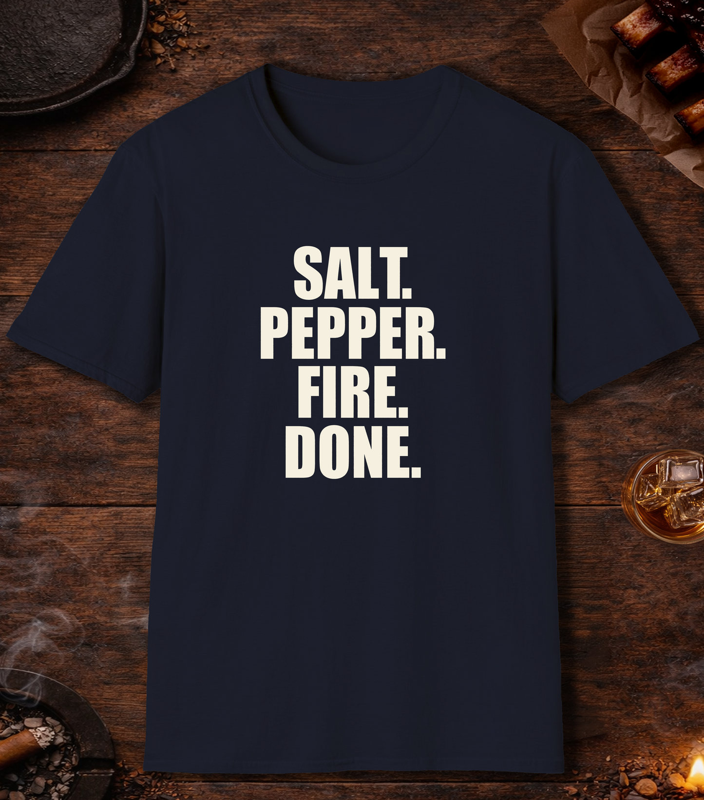 Salt Pepper Fire Done T-Shirt - Navy
