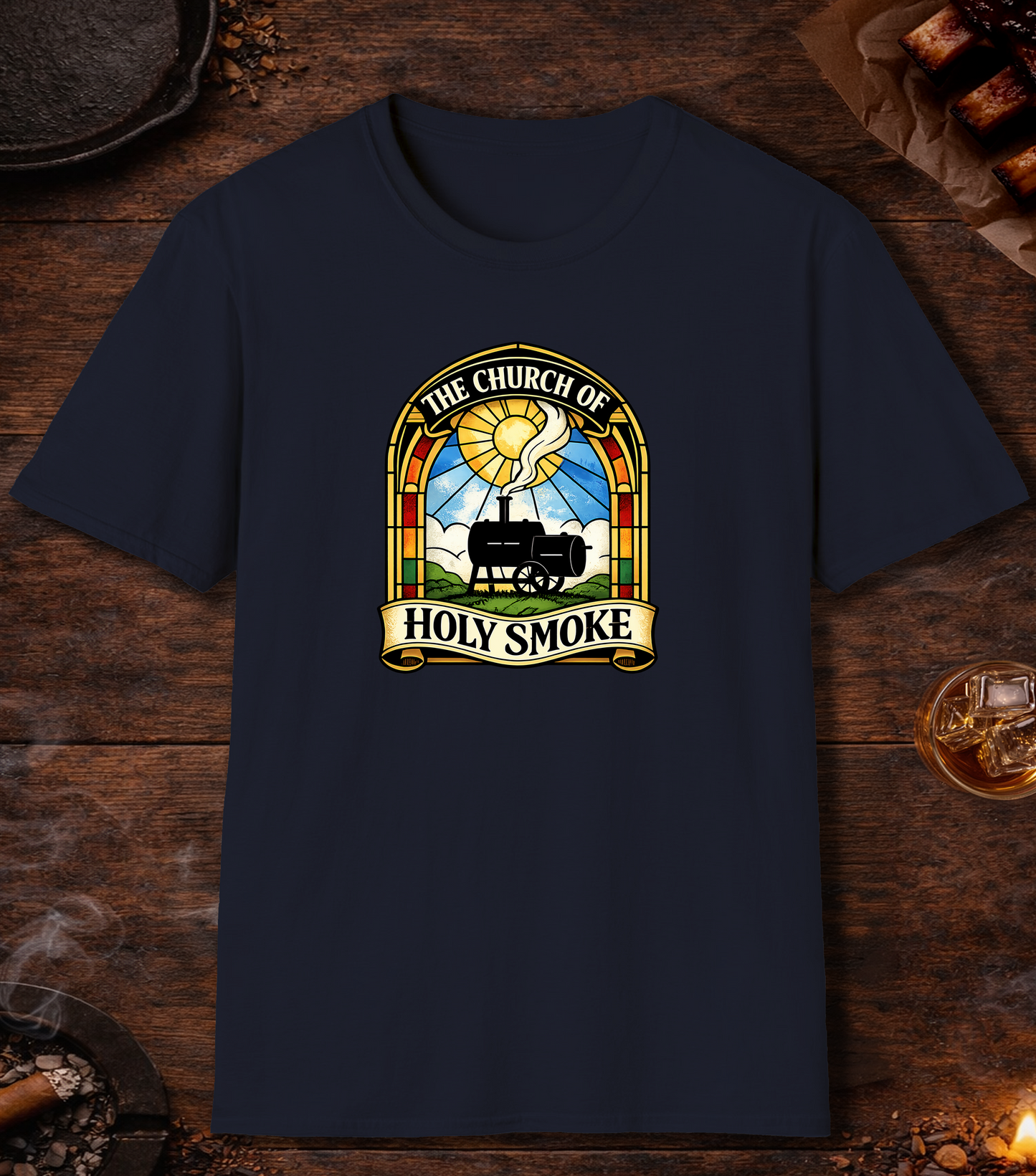 Church Holy Smoke T-Shirt - Navy