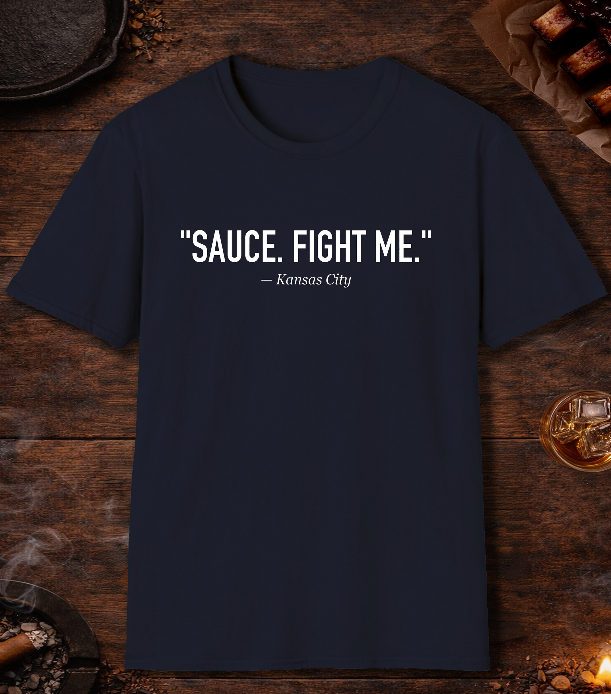 Sauce Fight Me Quote T-Shirt - Navy