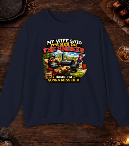 Its Her Or The Smoker Crewneck - Navy