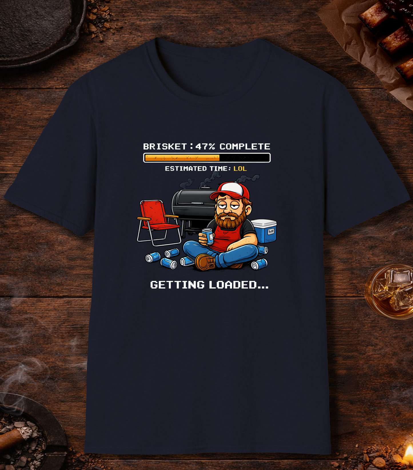 Brisket Getting Loaded T-Shirt - Navy