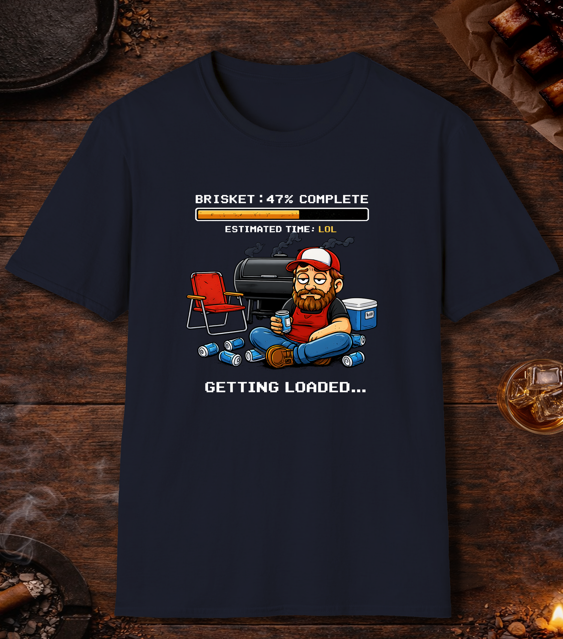 Brisket Getting Loaded T-Shirt - Navy