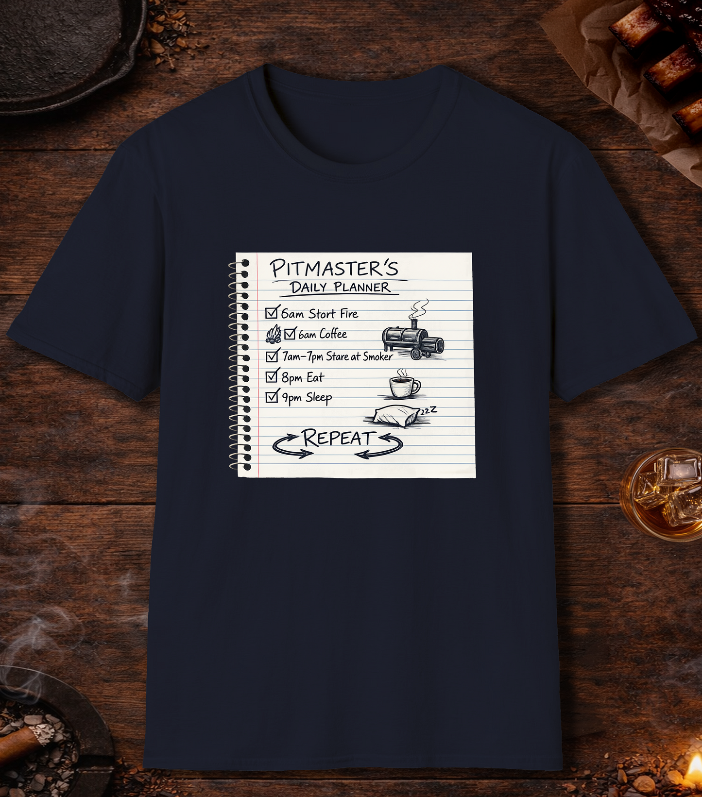 Pitmasters Daily Planner T-Shirt - Navy