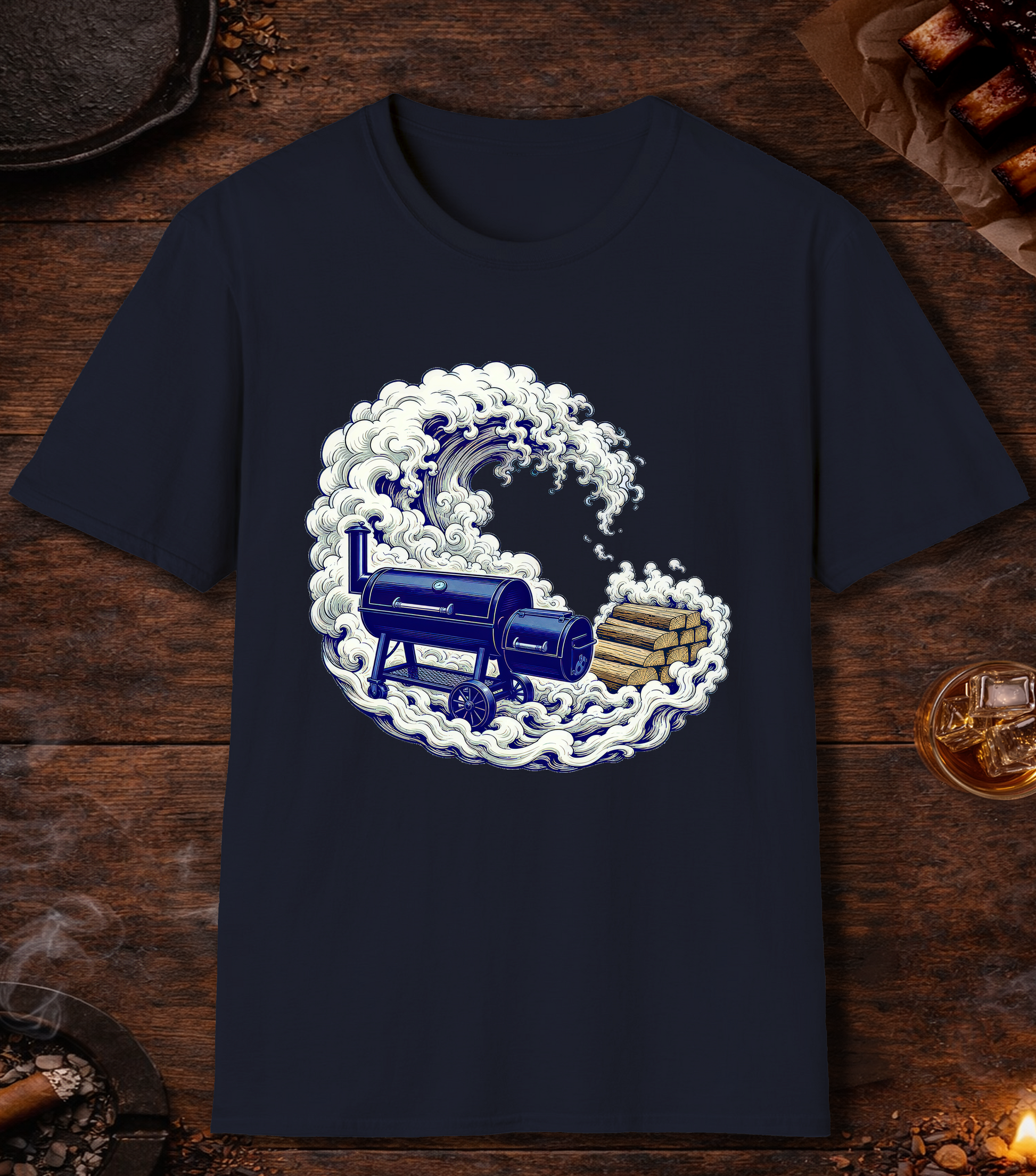 Smoke Wave T-Shirt - Navy