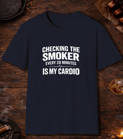 Checking The Smoker Is My Cardio T-Shirt - Navy