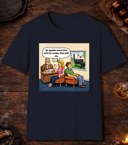 Spends More Time With Smoker Than Me T-Shirt - Navy