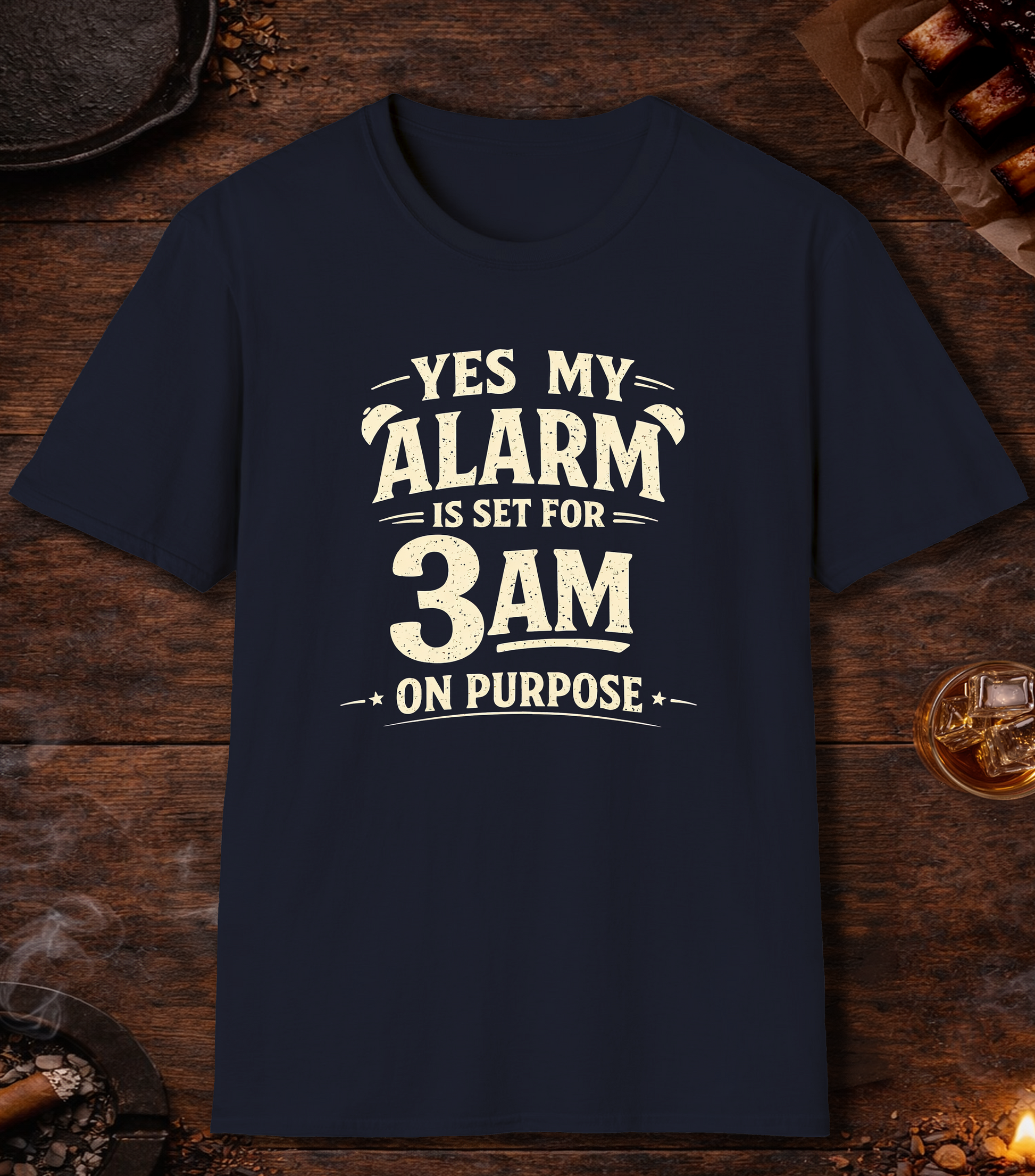 Alarm Set 3am On Purpose T-Shirt - Navy