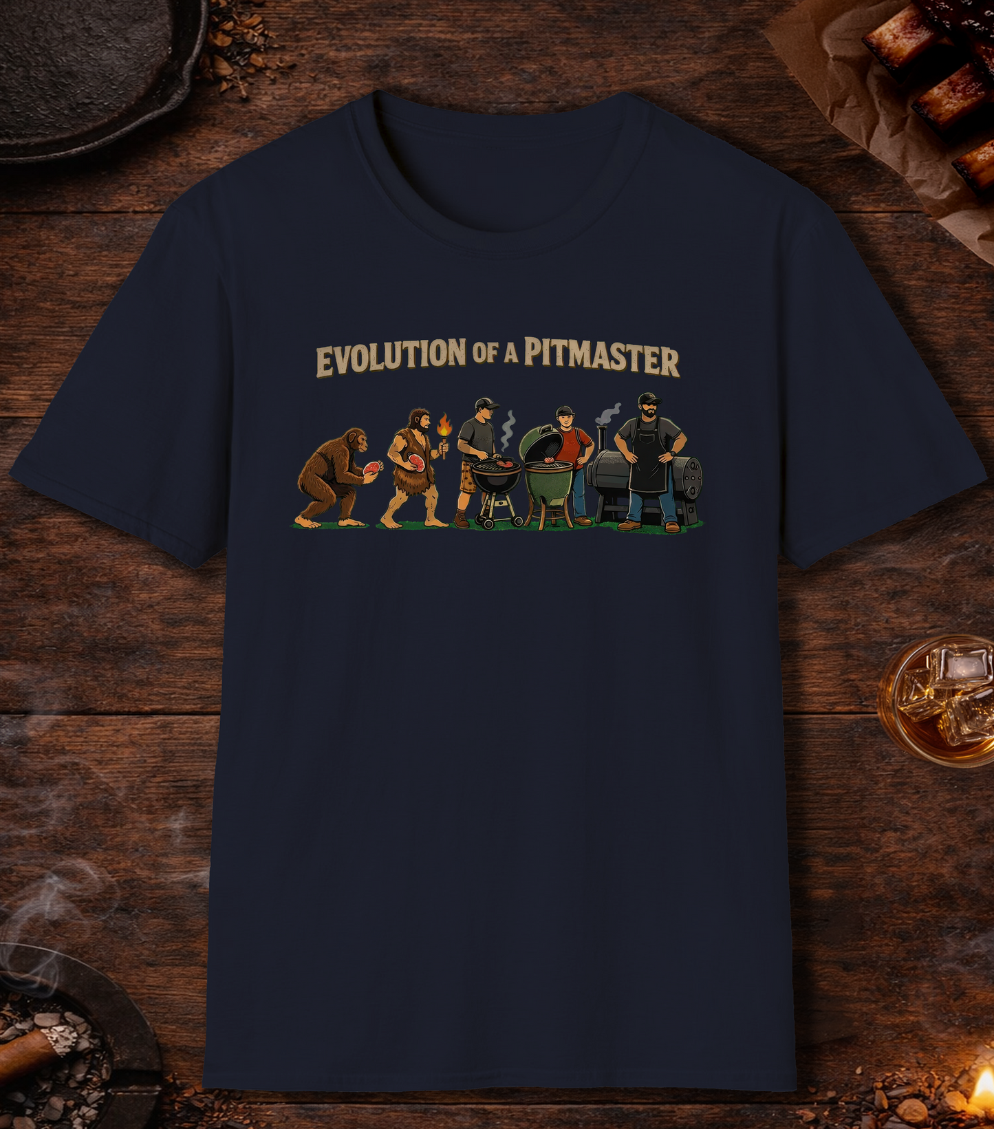 Evolution Of A Pitmaster T-Shirt - Navy