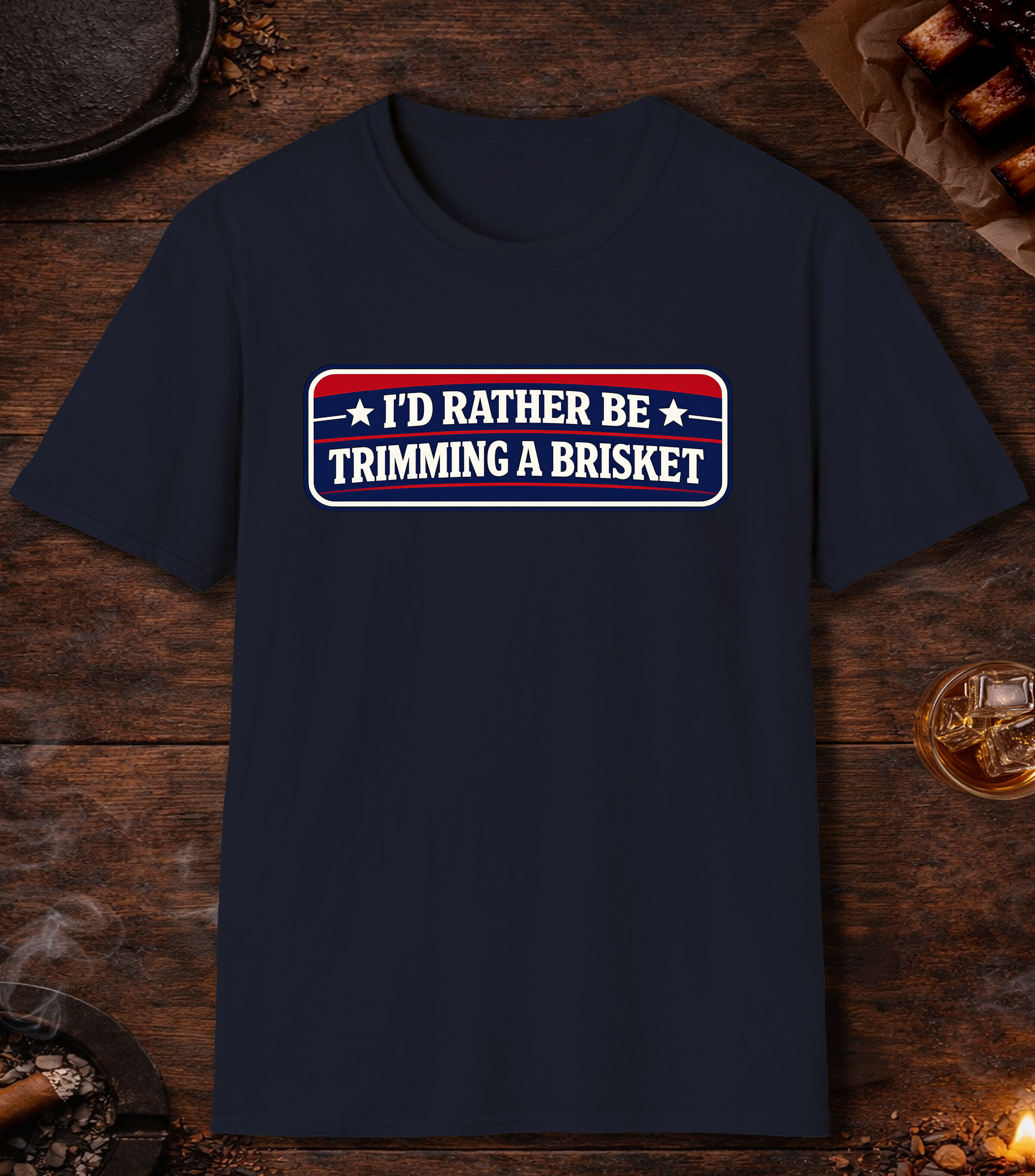 Rather Be Trimming Brisket T-Shirt - Navy