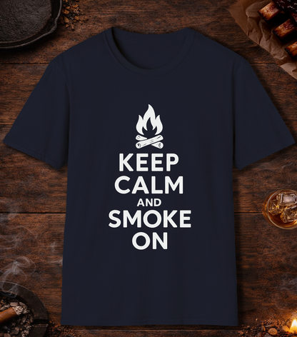Keep Calm And Smoke On T-Shirt - Navy