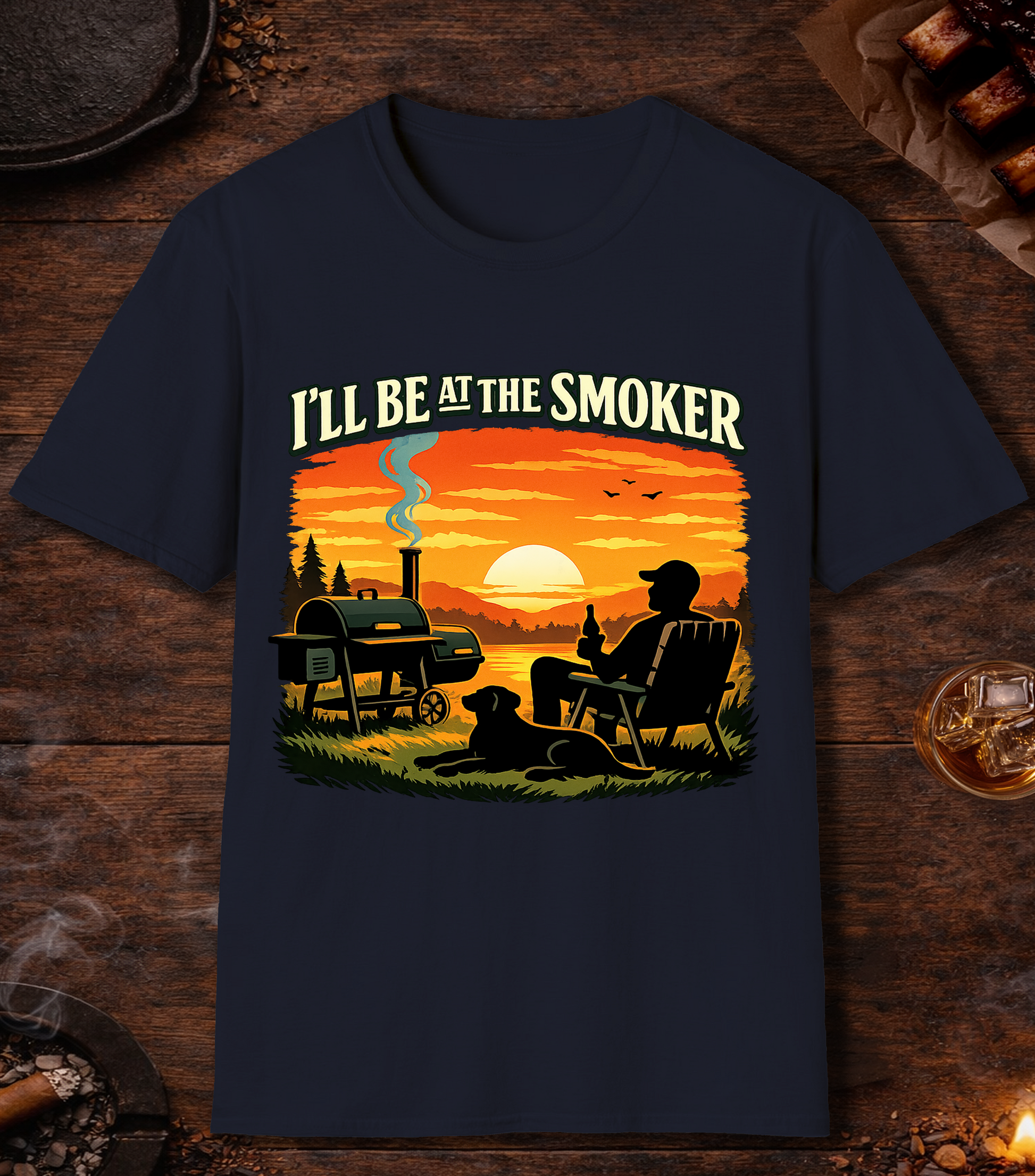 Ill Be At The Smoker T-Shirt - Navy