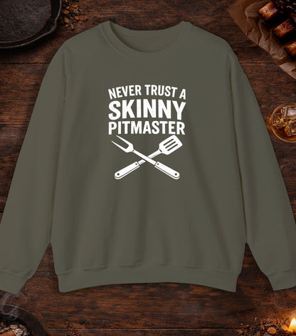 Never Trust A Skinny Pitmaster Crewneck - Military Green