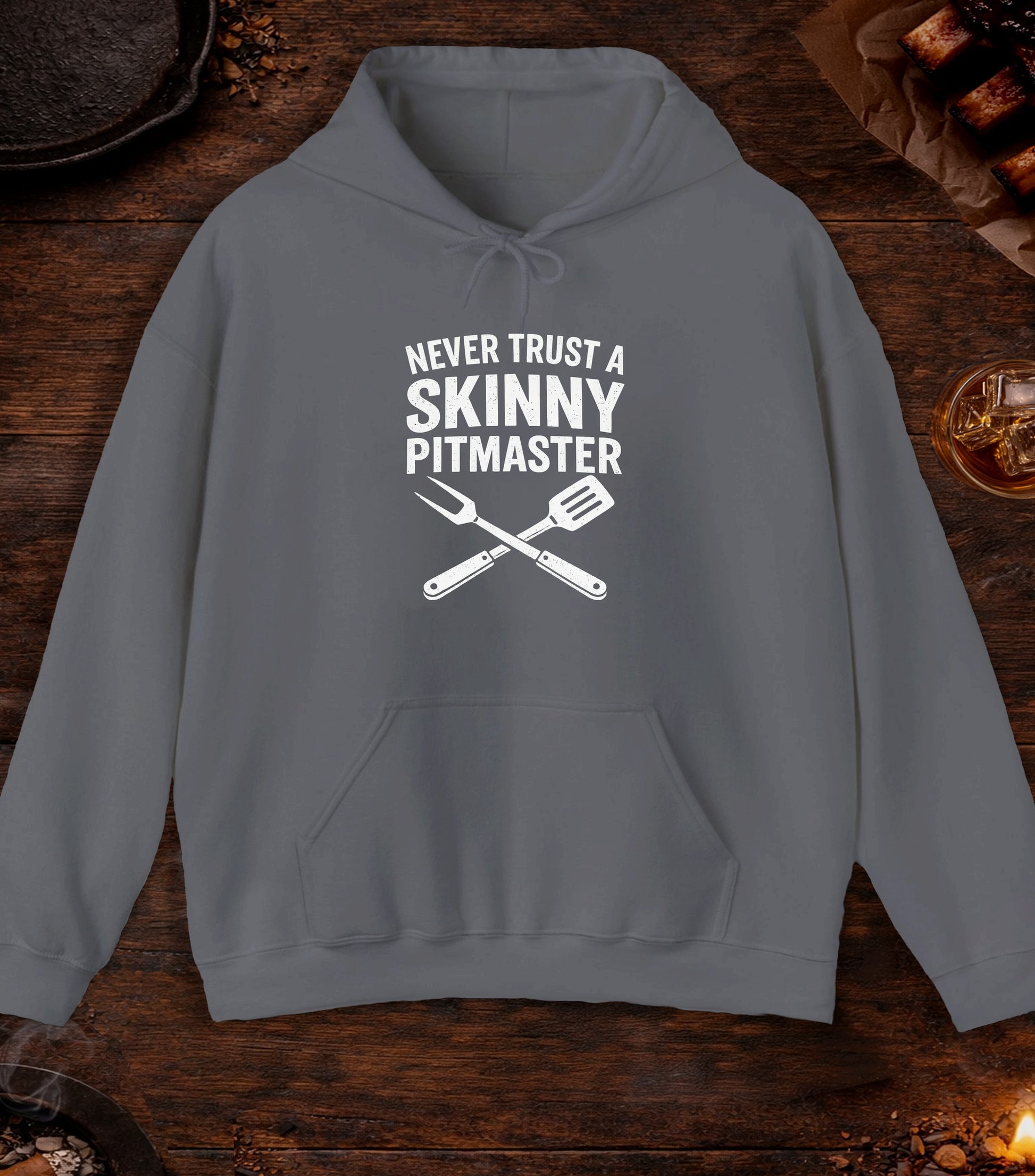 Never Trust A Skinny Pitmaster Hoodie - Charcoal