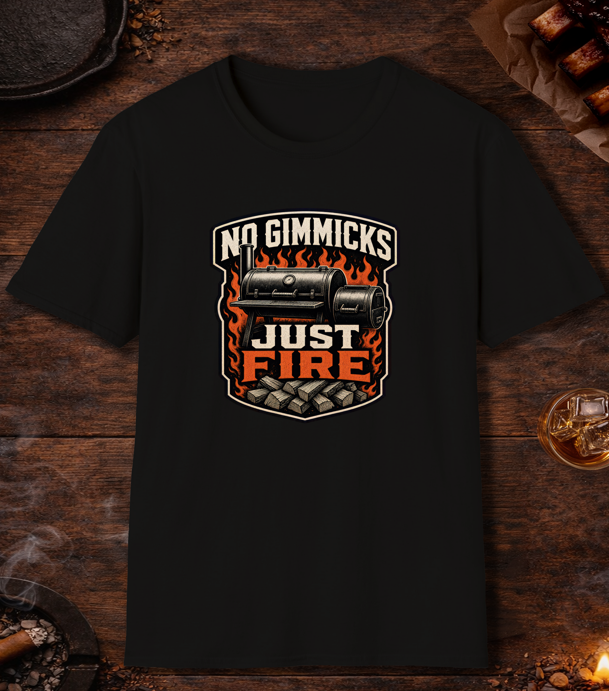 No Gimmicks Just Fire T-Shirt - Black