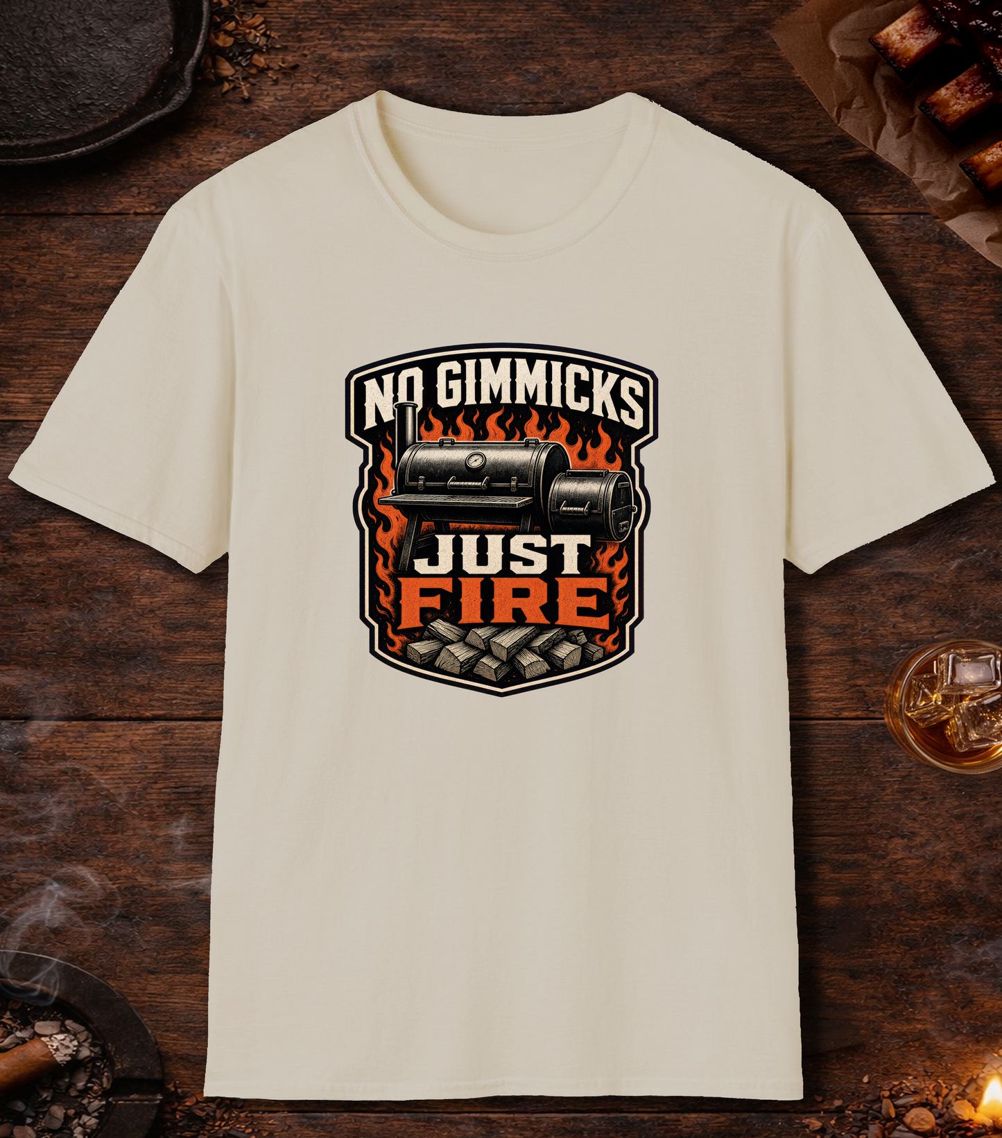 No Gimmicks Just Fire T-Shirt - Sand