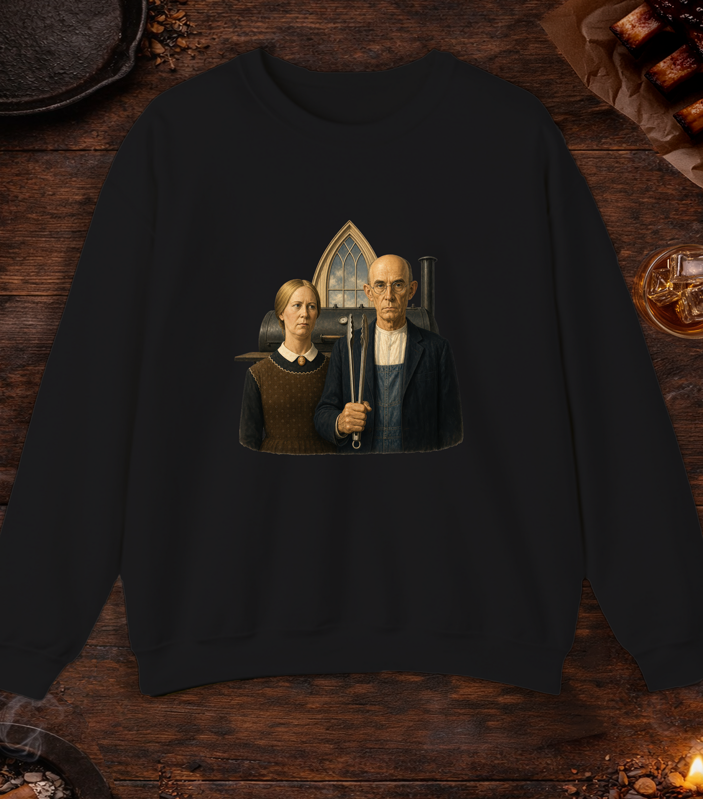 Pitmaster American Crewneck - Black custom mockup