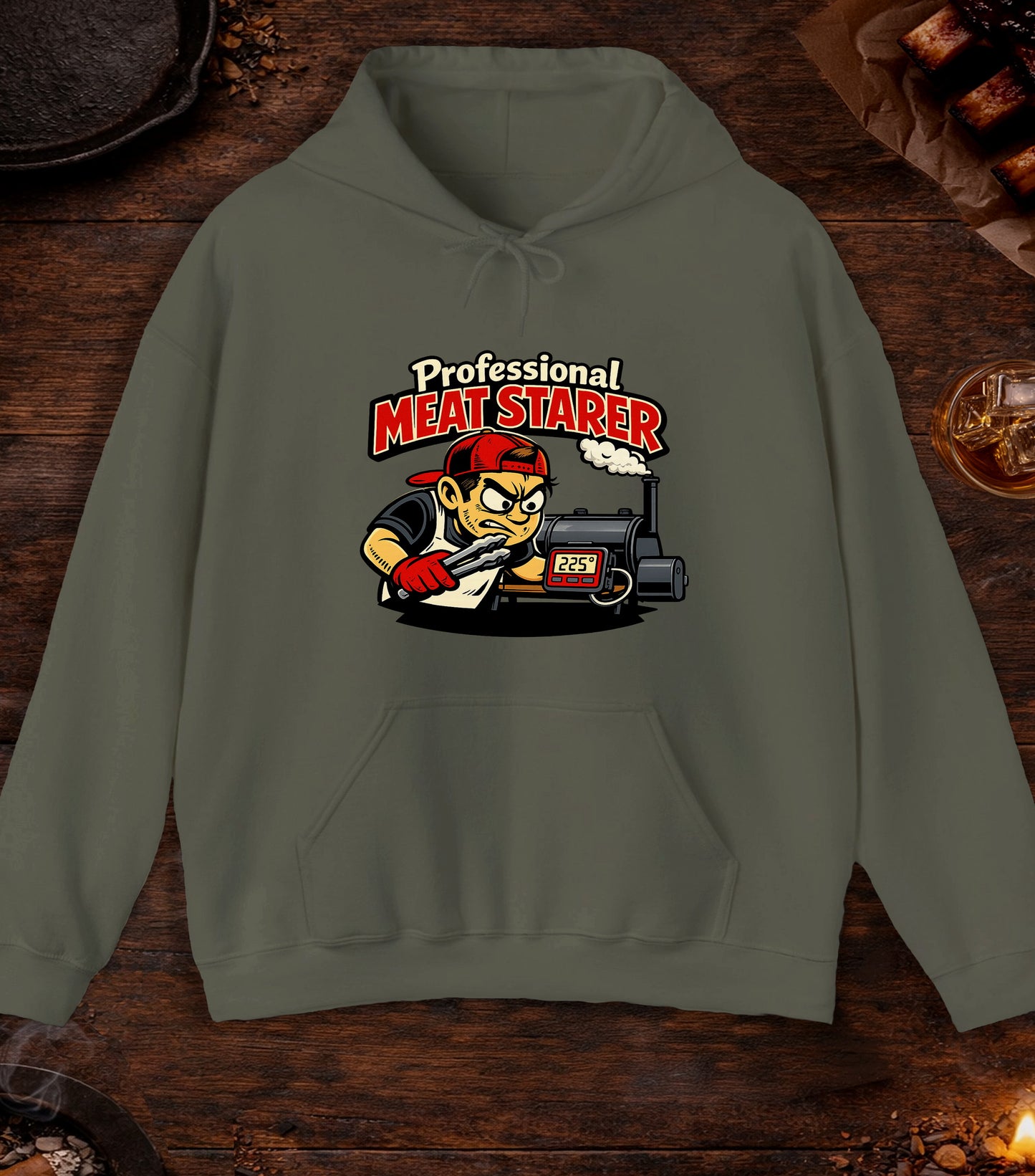 Professional Meat Starer Hoodie - Military Green