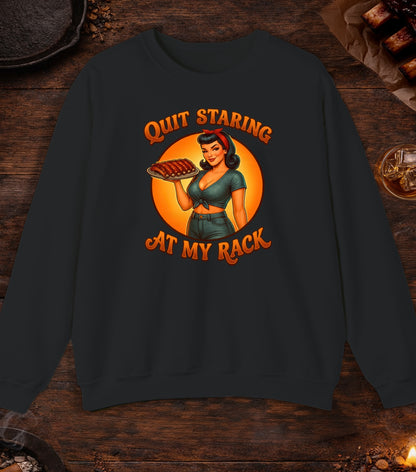 Quit Staring At My Rack Crewneck - Black