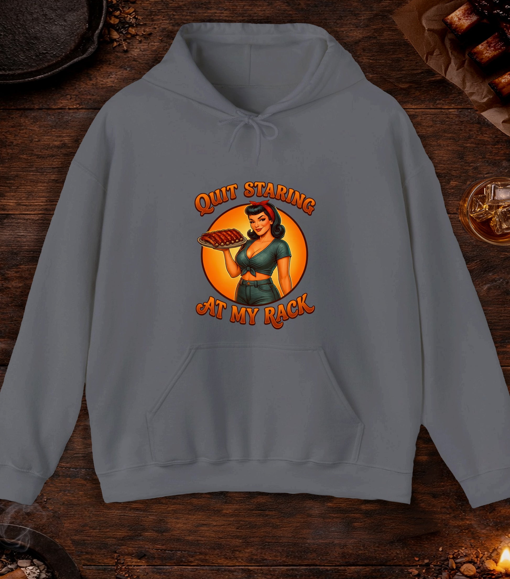 Quit Staring At My Rack Hoodie - Charcoal