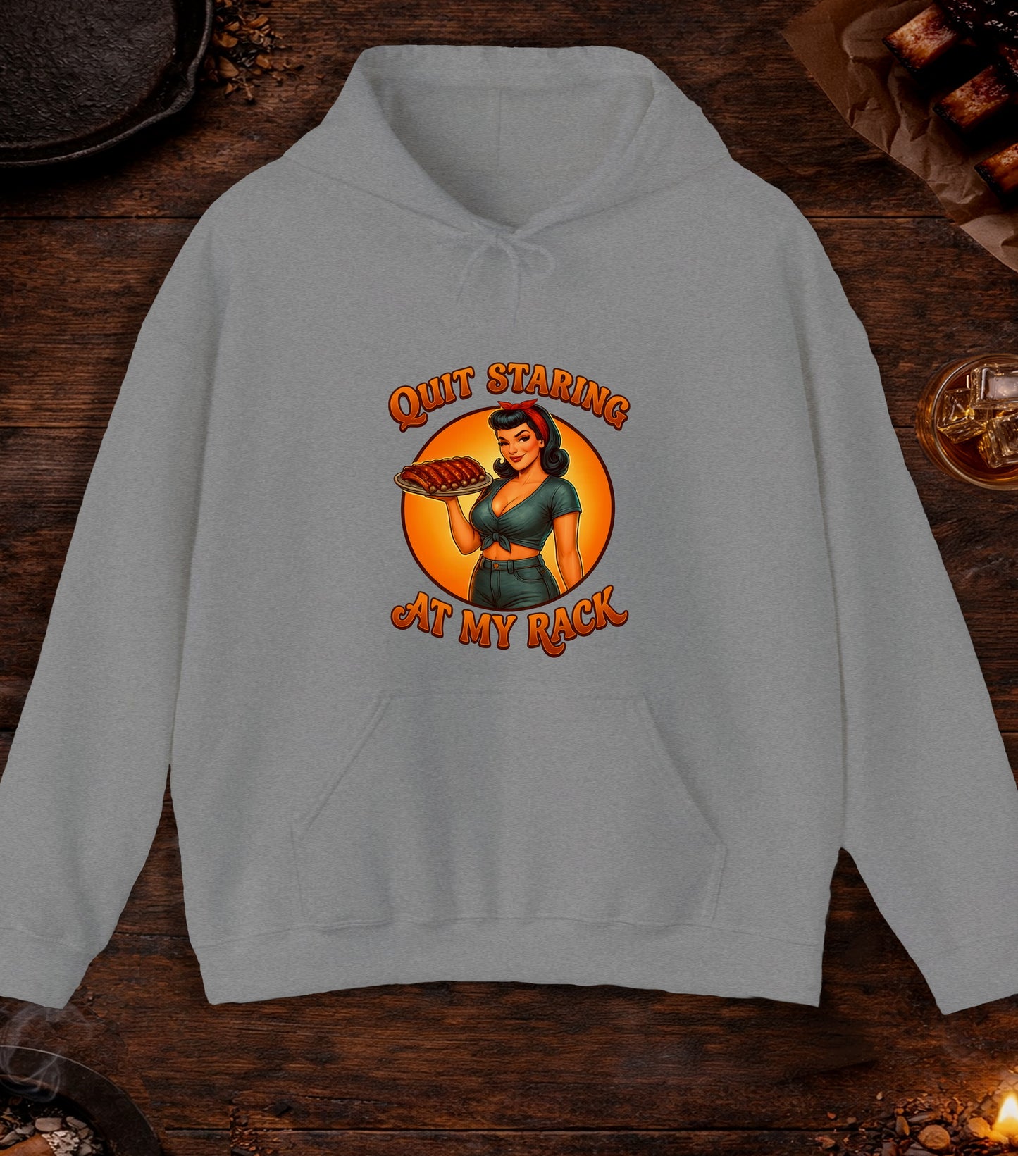 Quit Staring At My Rack Hoodie - Sport Grey