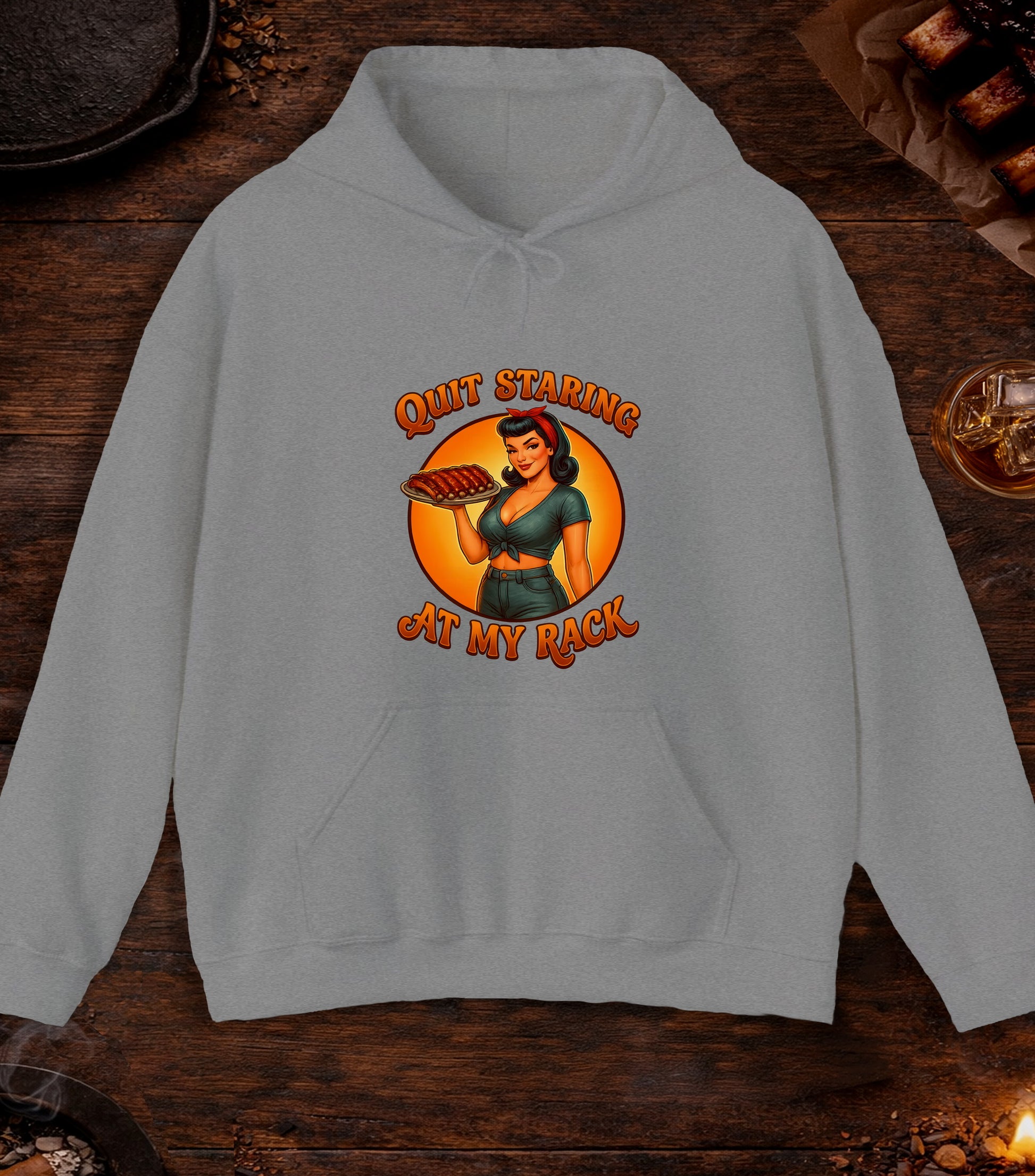 Quit Staring At My Rack Hoodie - Sport Grey