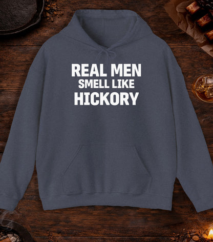 Real Men Smell Like Hickory Hoodie - Heather Navy