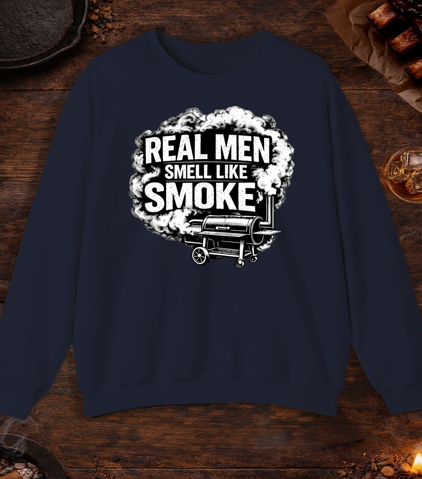Real Men Smell Like Smoke Crewneck - Navy