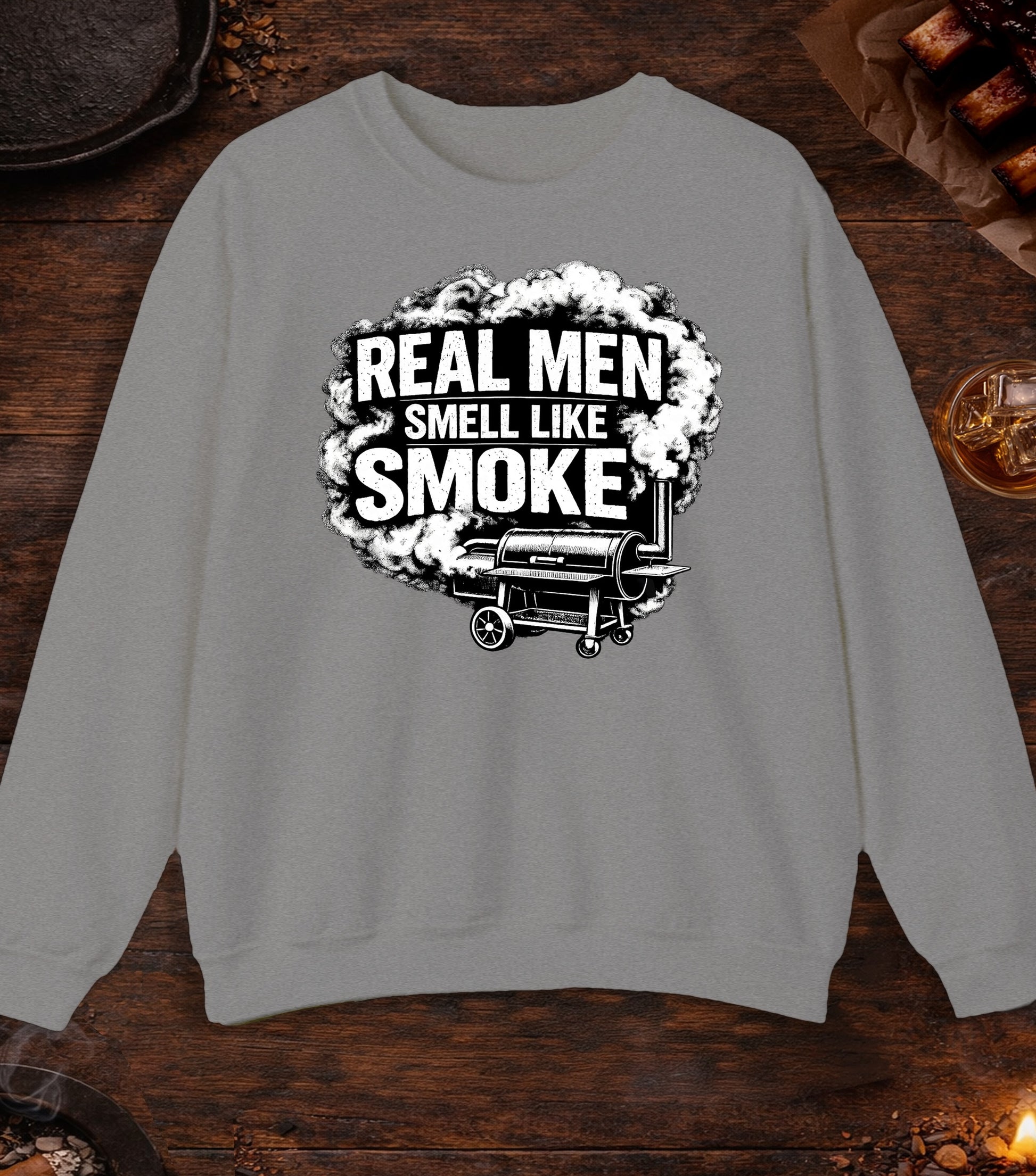 Real Men Smell Like Smoke Crewneck - Sport Grey
