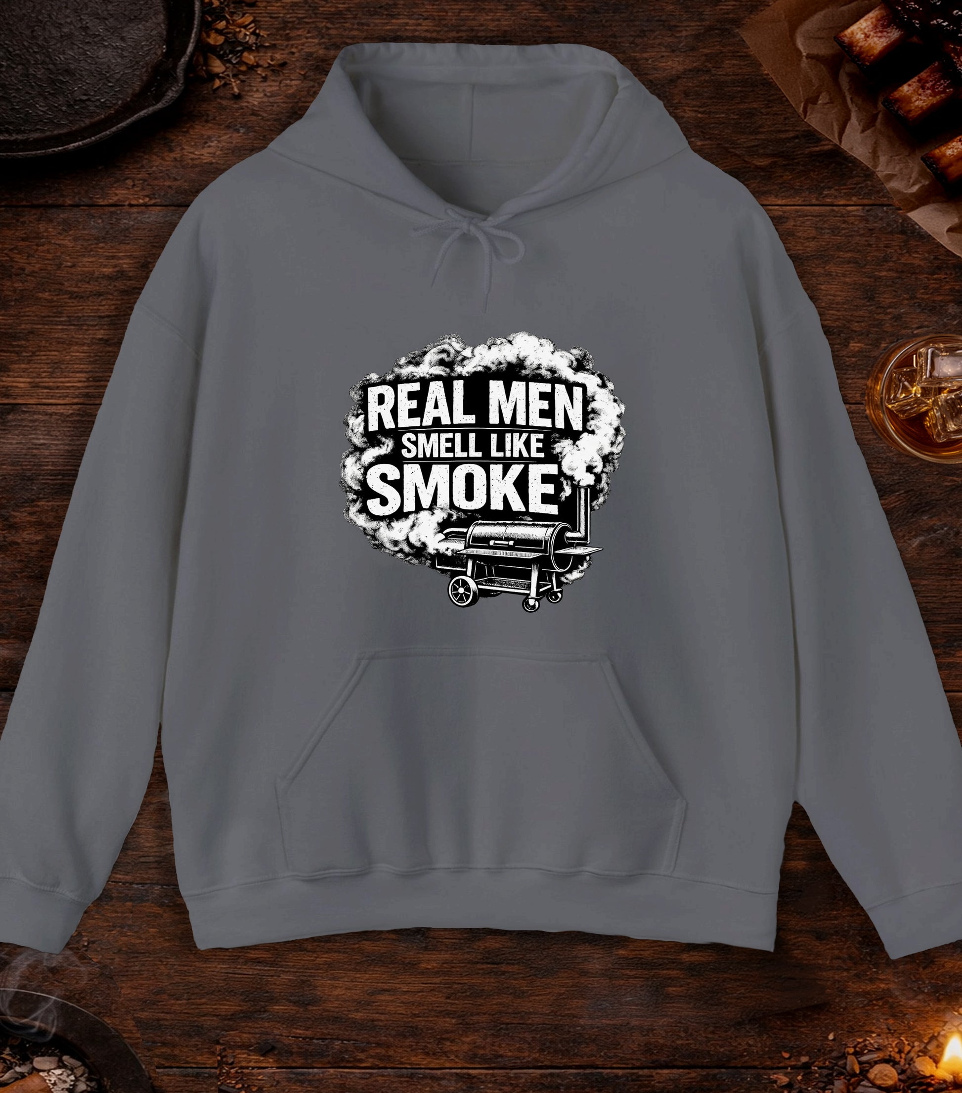 Real Men Smell Like Smoke Hoodie - Charcoal