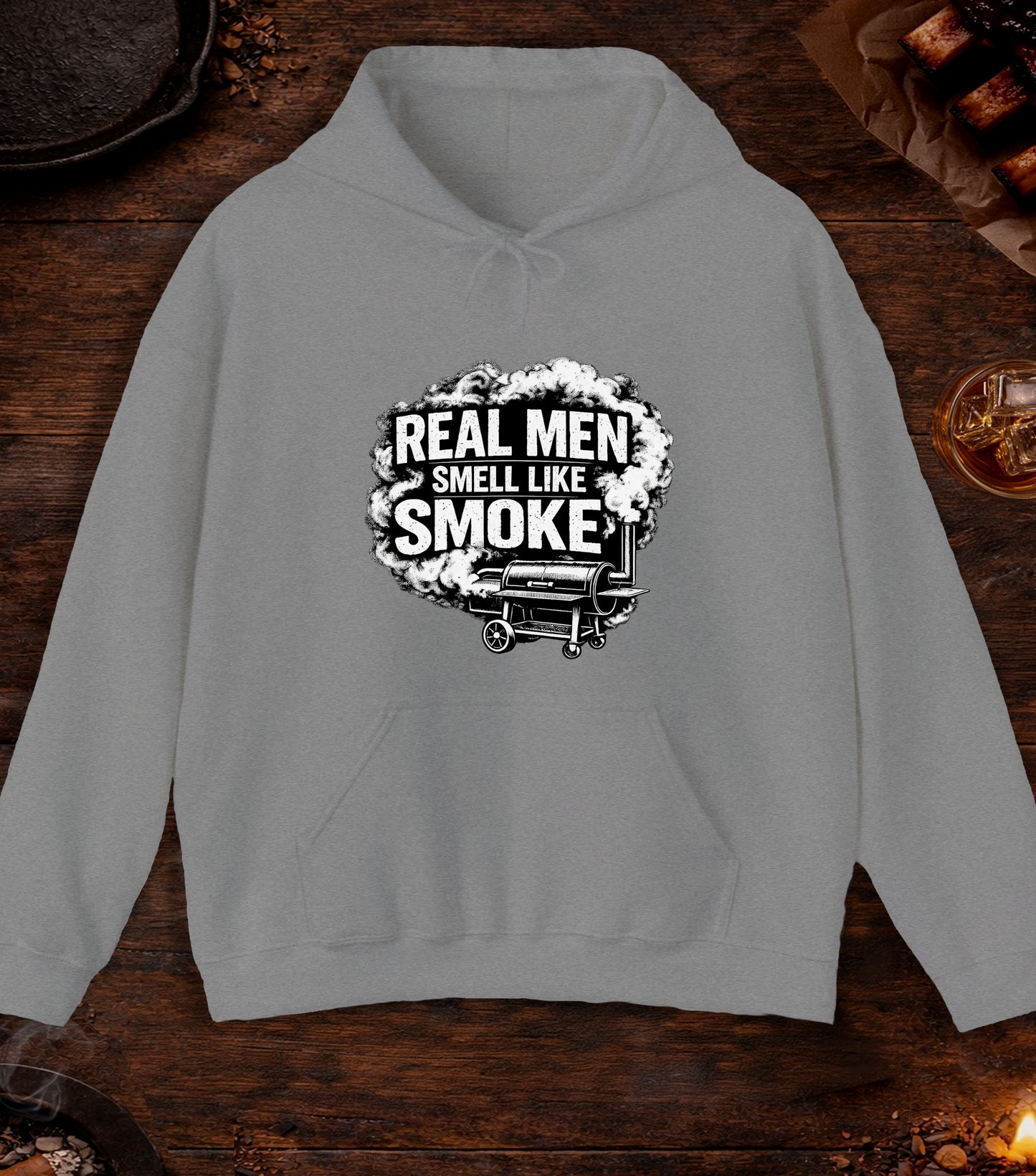 Real Men Smell Like Smoke Hoodie - Sport Grey