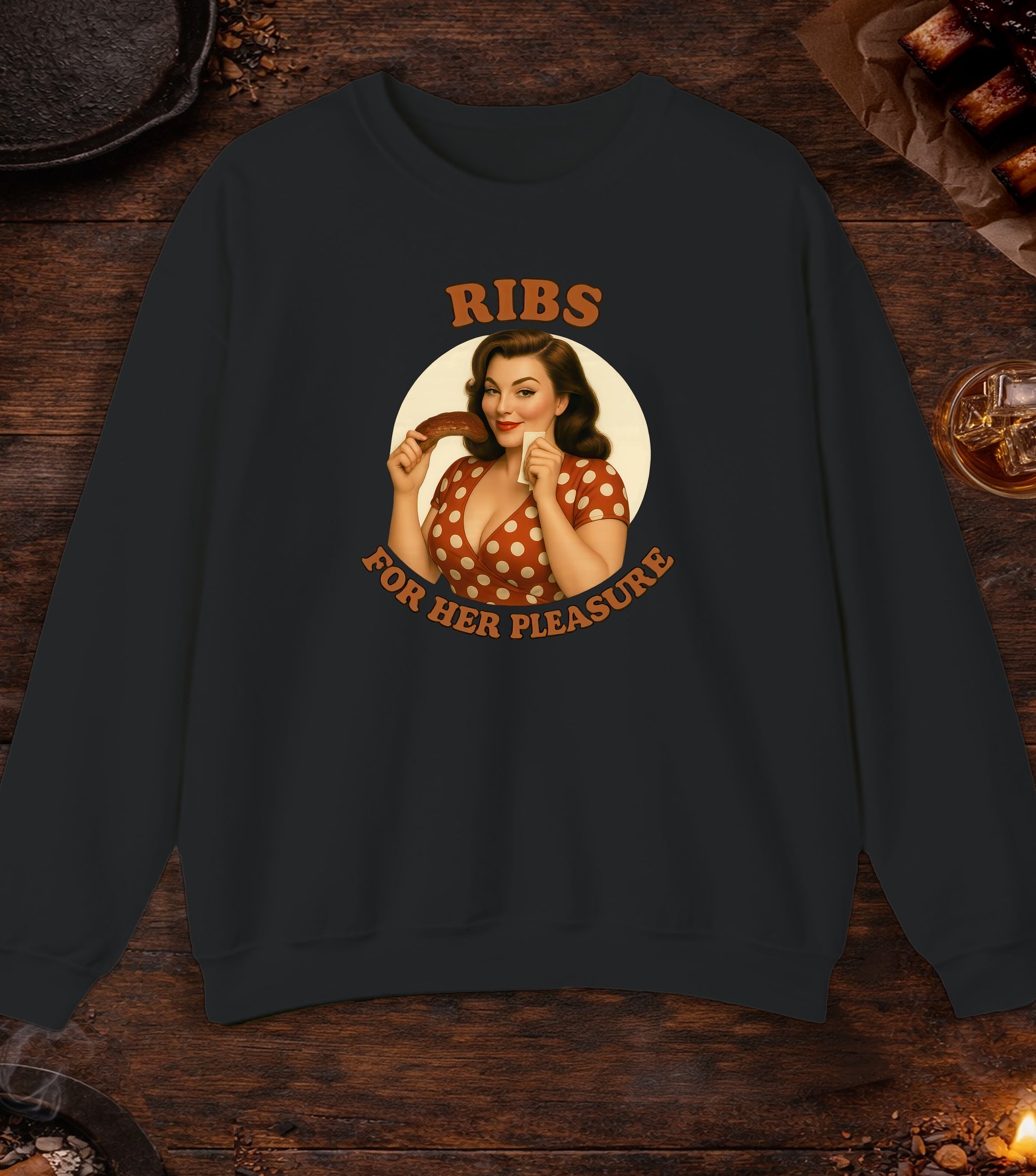 Ribs For Her Pleasure Crewneck - Black