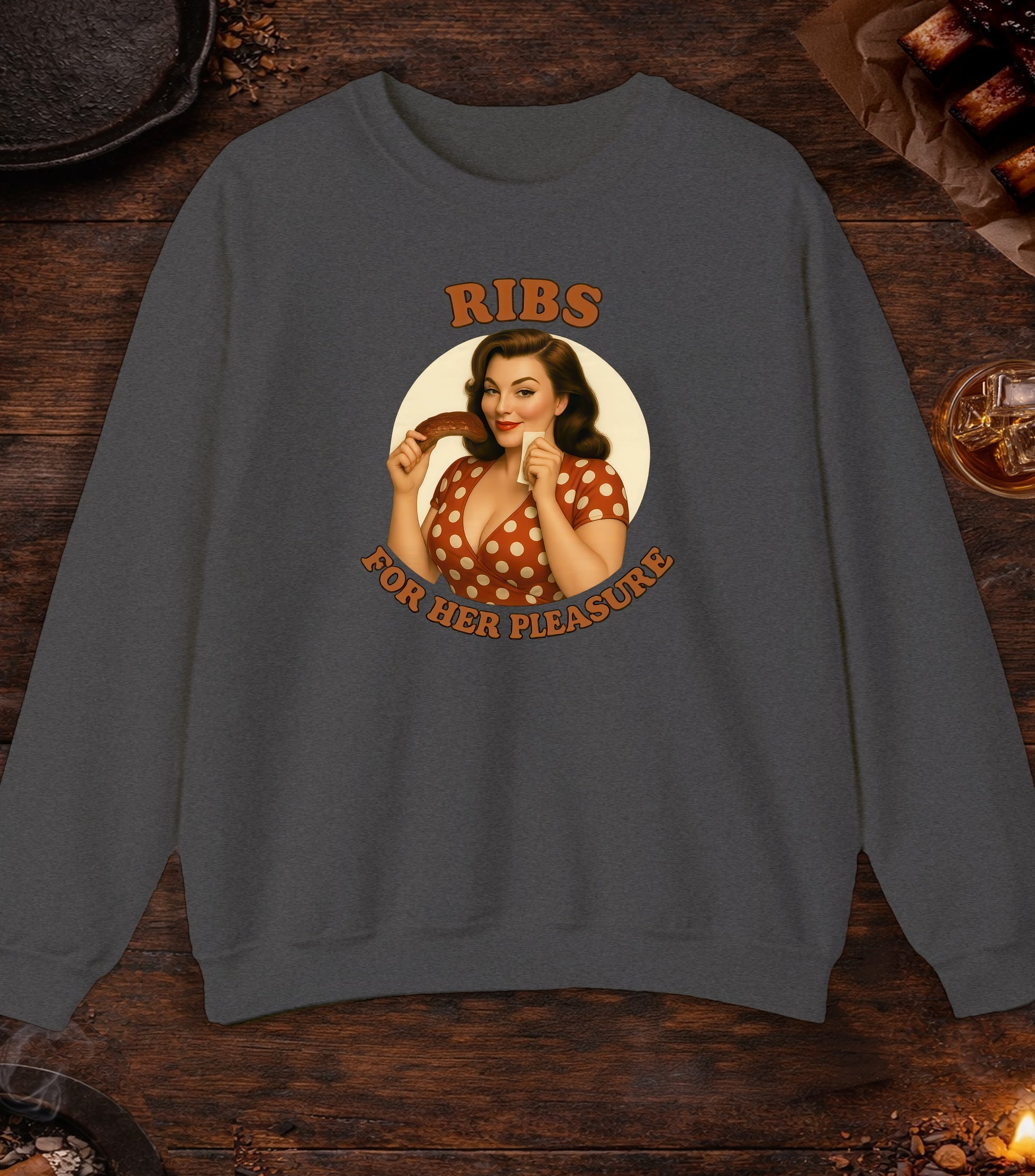 Ribs For Her Pleasure Crewneck - Dark Heather