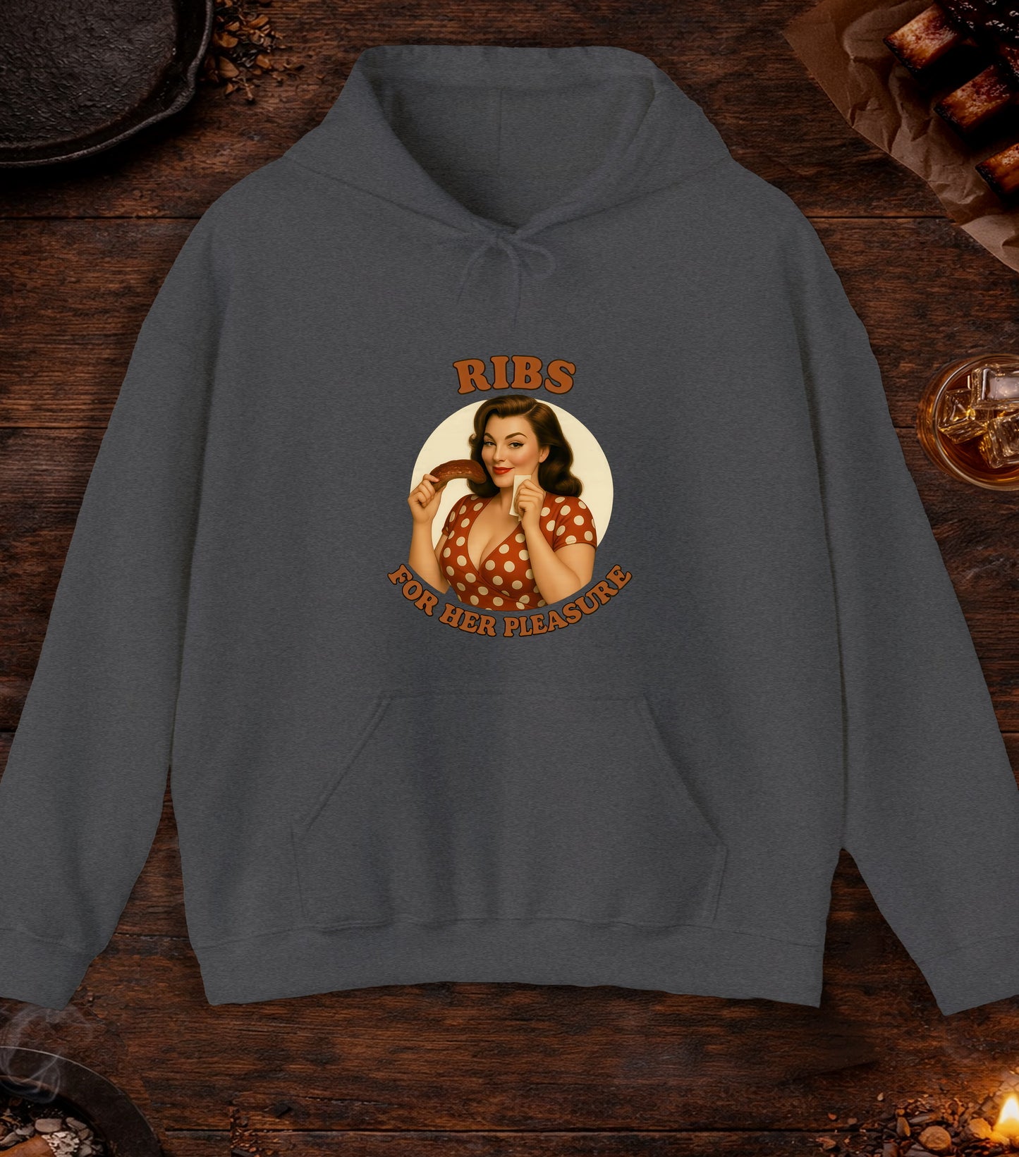 Ribs For Her Pleasure Hoodie - Dark Heather